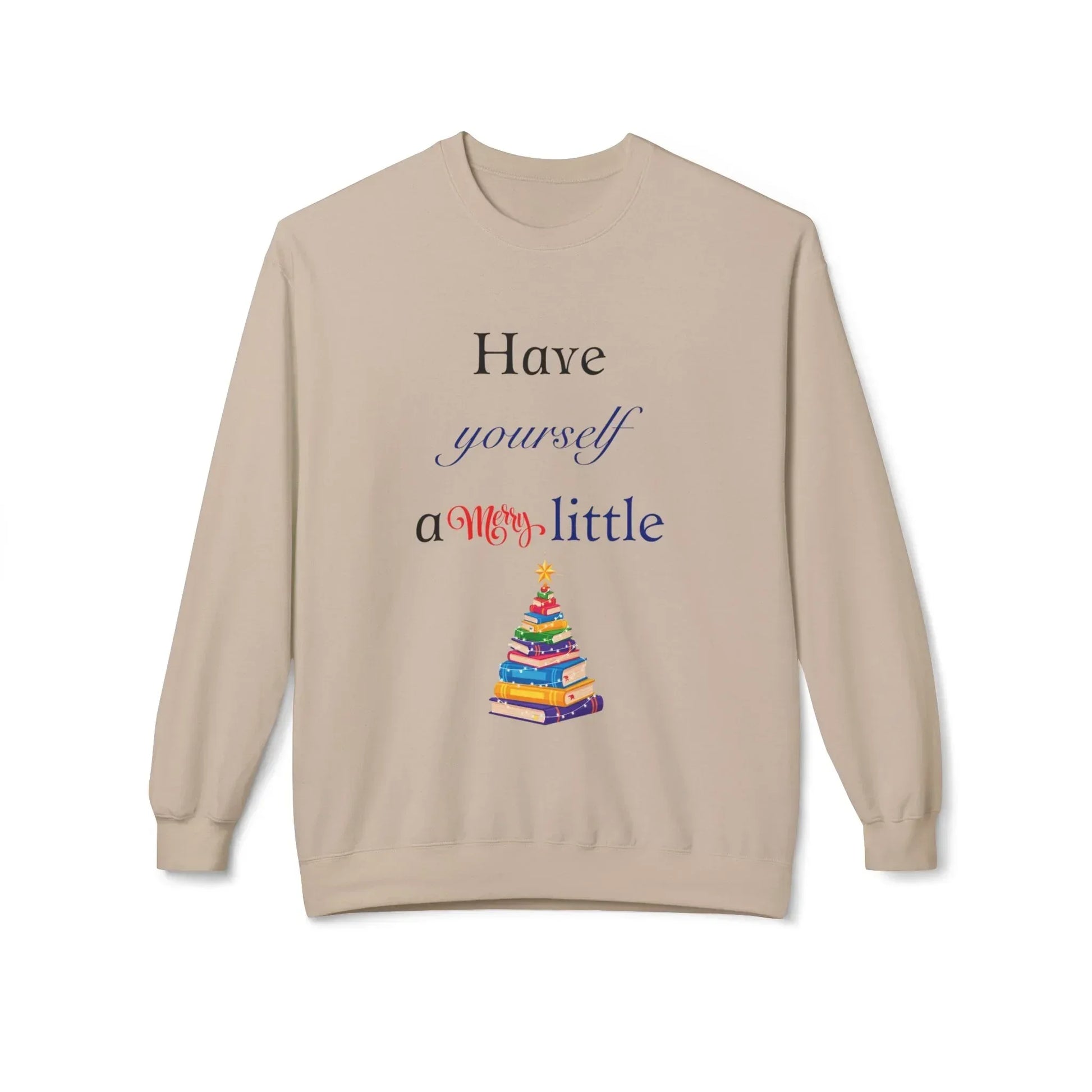 A Merry Little Bookmas - Fleece Crewneck Sweatshirt - Unisex Midweight - The Dreamer's Bookshop.