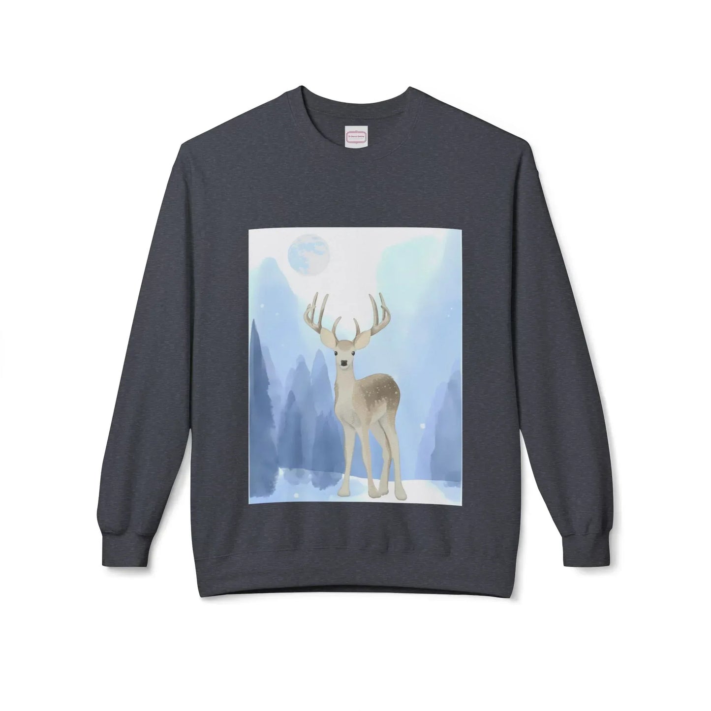 Winter Deer - Unisex Fleece Crewneck Sweatshirt - The Dreamer's Bookshop.