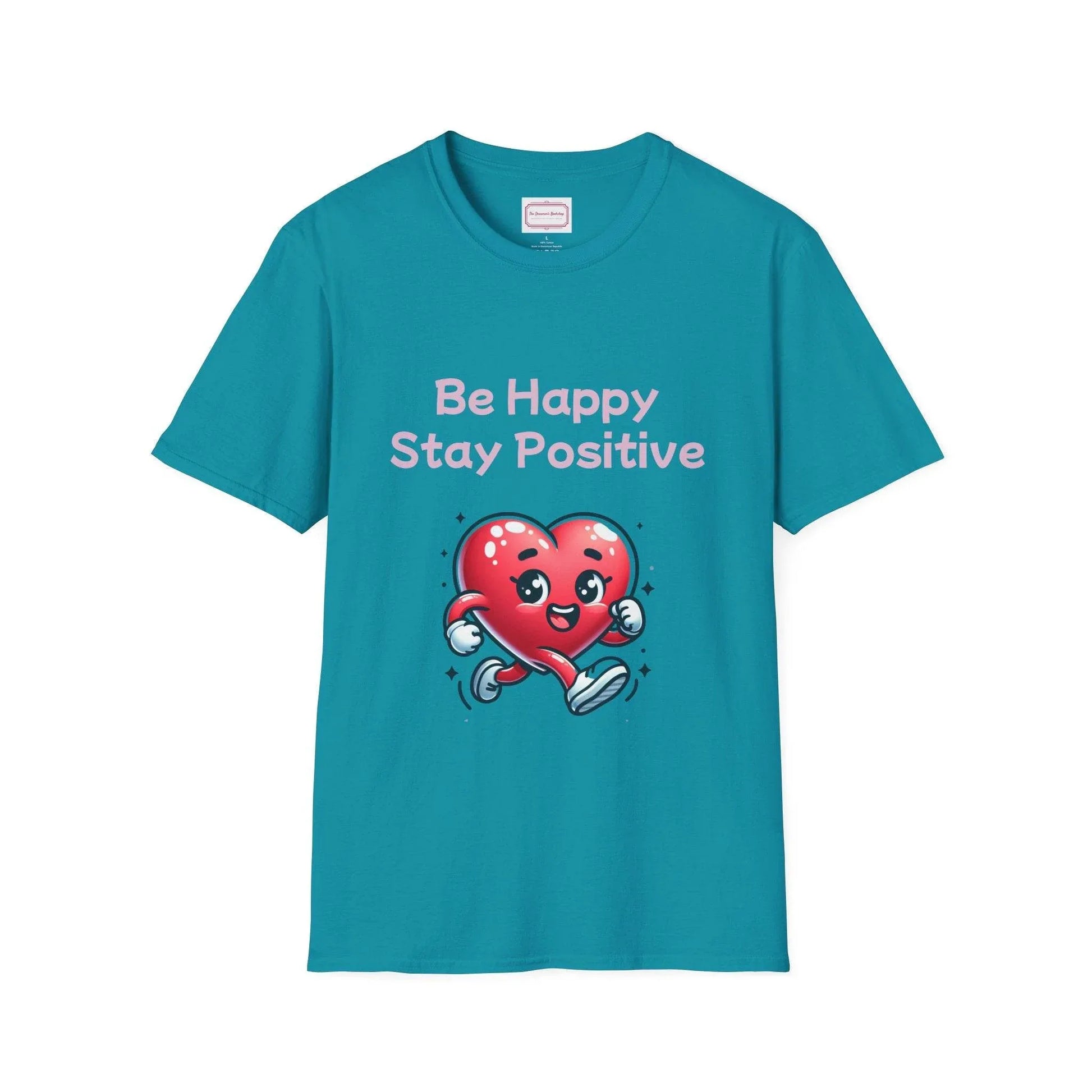 Be Happy Stay Positive T-Shirt - Unisex Softstyle Graphic Tee - The Dreamer's Bookshop.