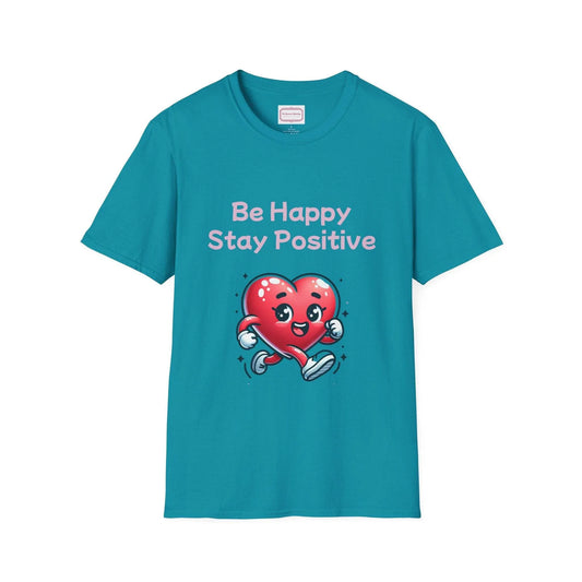Be Happy Stay Positive T-Shirt - Unisex Softstyle Graphic Tee - The Dreamer's Bookshop.