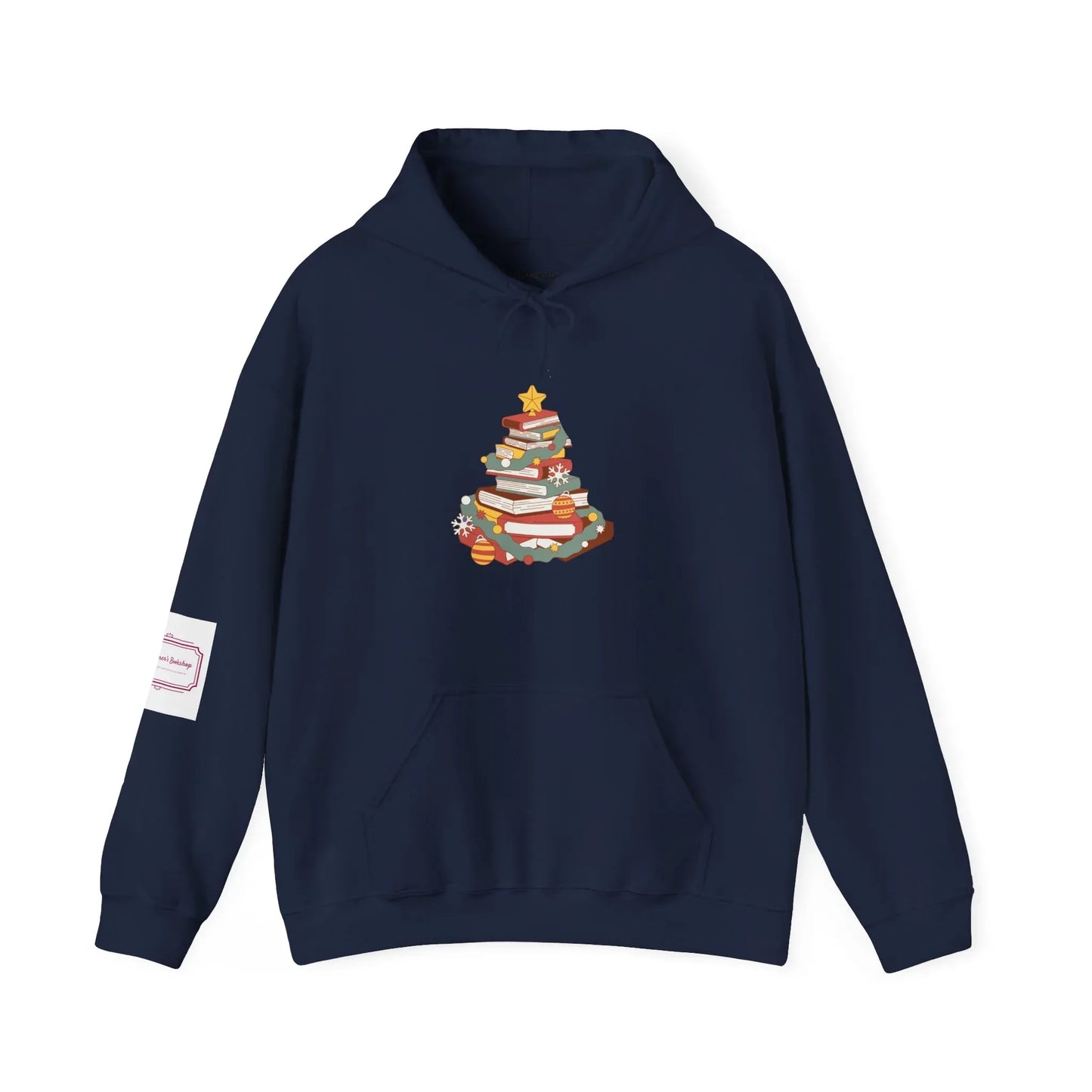 Christmas Book Tree Unisex Hooded Sweatshirt - Cozy Literary Apparel - The Dreamer's Bookshop.