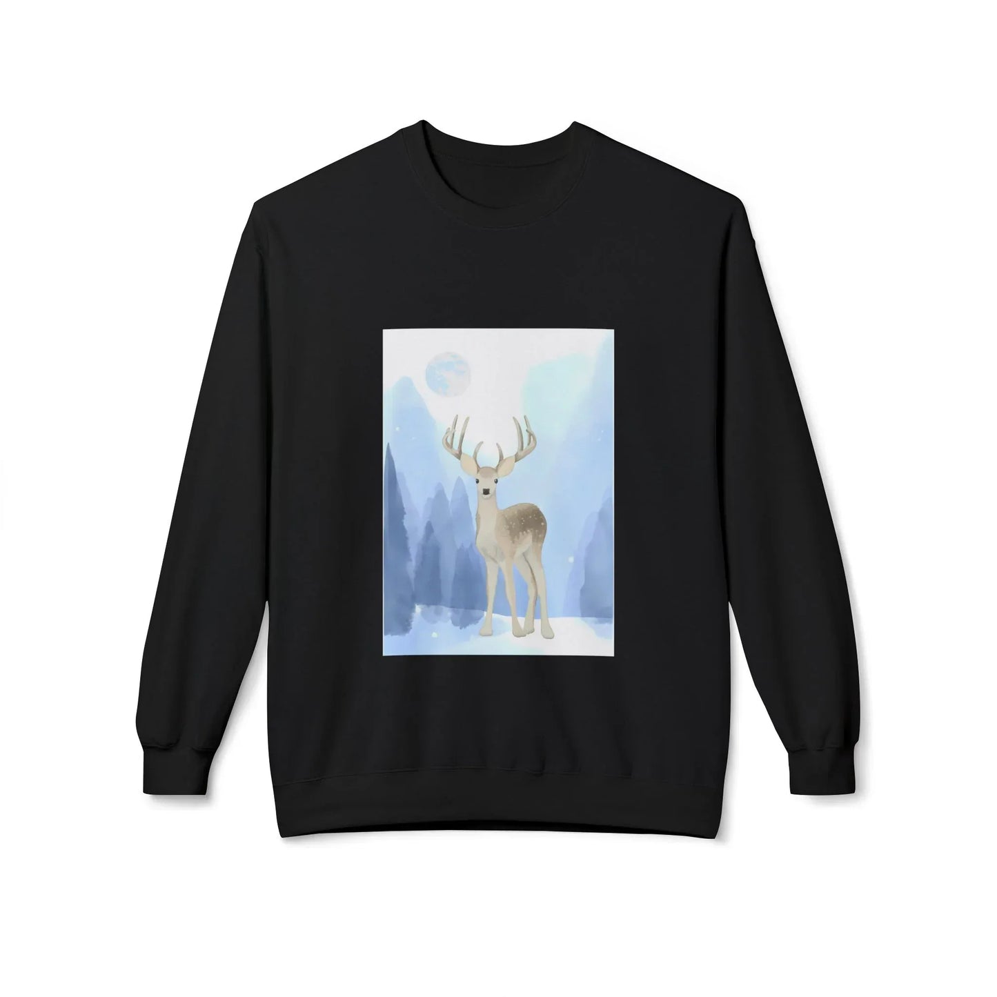 Winter Deer Fleece Crewneck Sweatshirt - Unisex Midweight - The Dreamer's Bookshop.