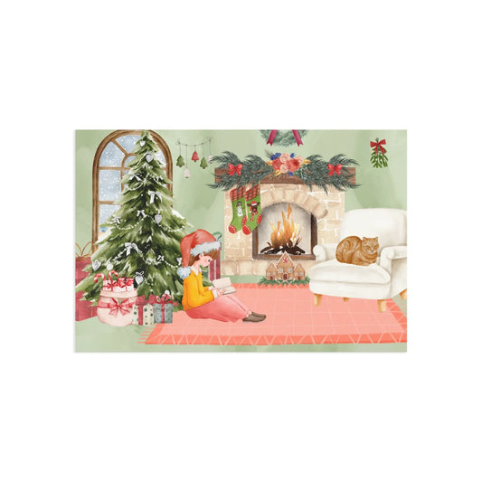 The Dreamer's Bookshop "Reading Girl" Christmas Card - The Dreamer's Bookshop.