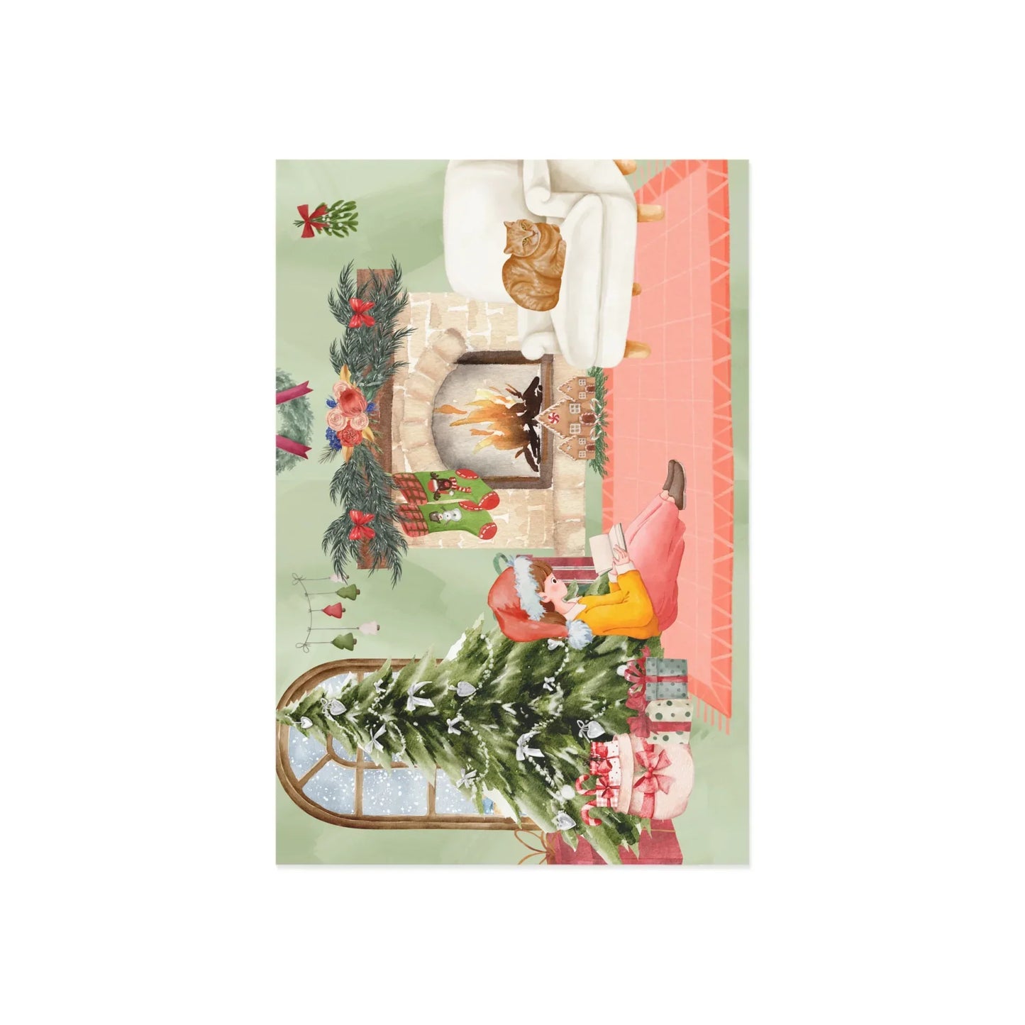 The Dreamer's Bookshop "Reading Girl" Christmas Card - The Dreamer's Bookshop.