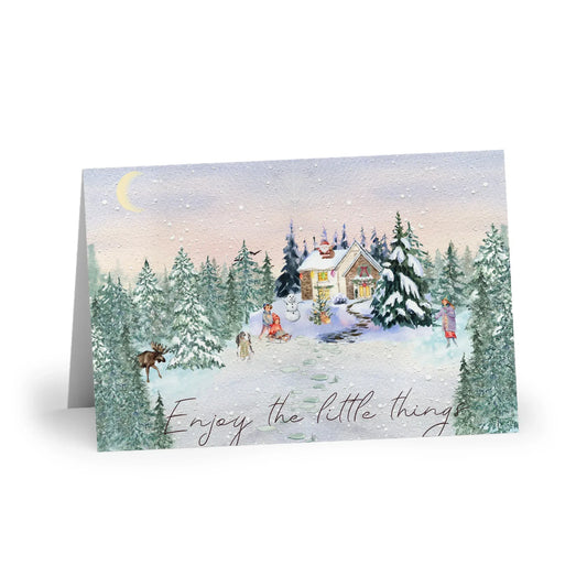 The Dreamer's Bookshop "Winter Cottage" Enjoy the Little Things Card - The Dreamer's Bookshop.