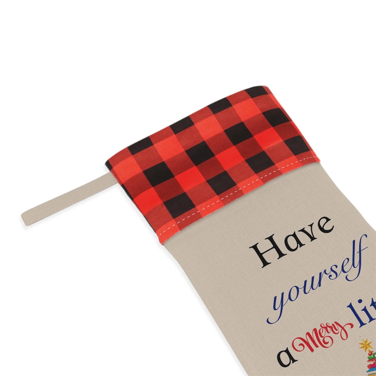 Christmas Stocking - "Have Yourself a Merry Little" Plaid Cuff Holiday Stocking - The Dreamer's Bookshop.