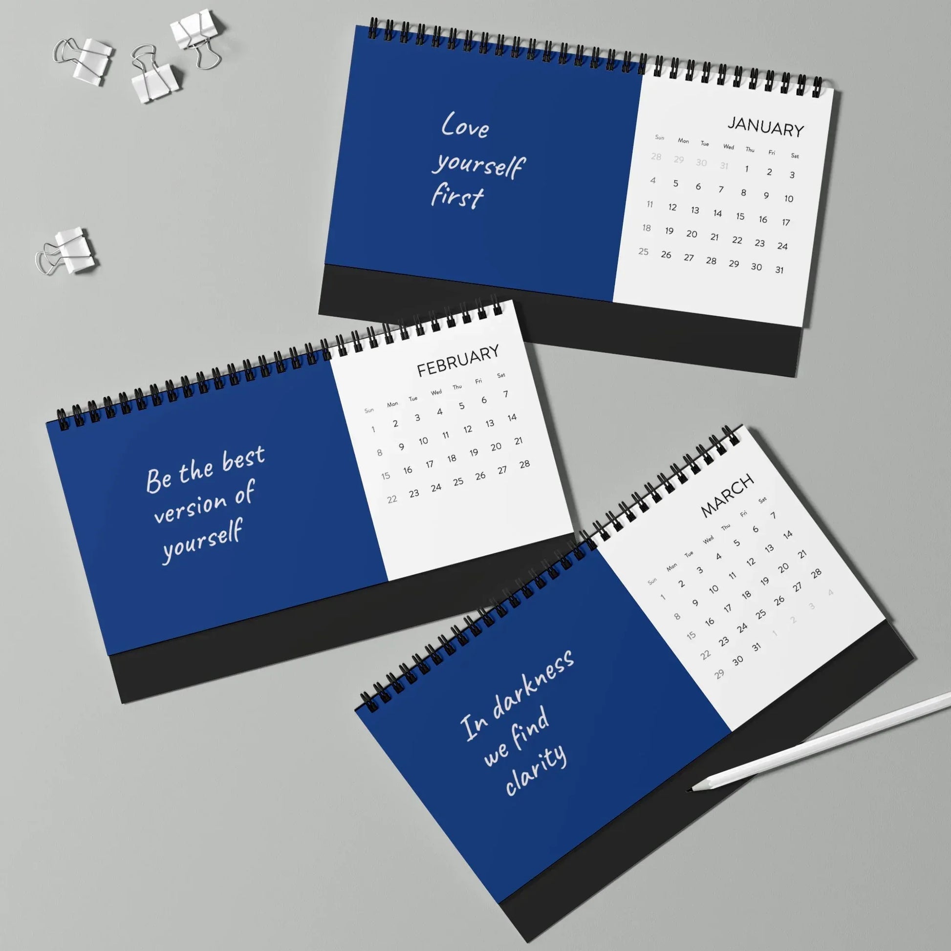 2026 Desktop Calendar – Inspirational Quotes & Monthly Grid - The Dreamer's Bookshop.