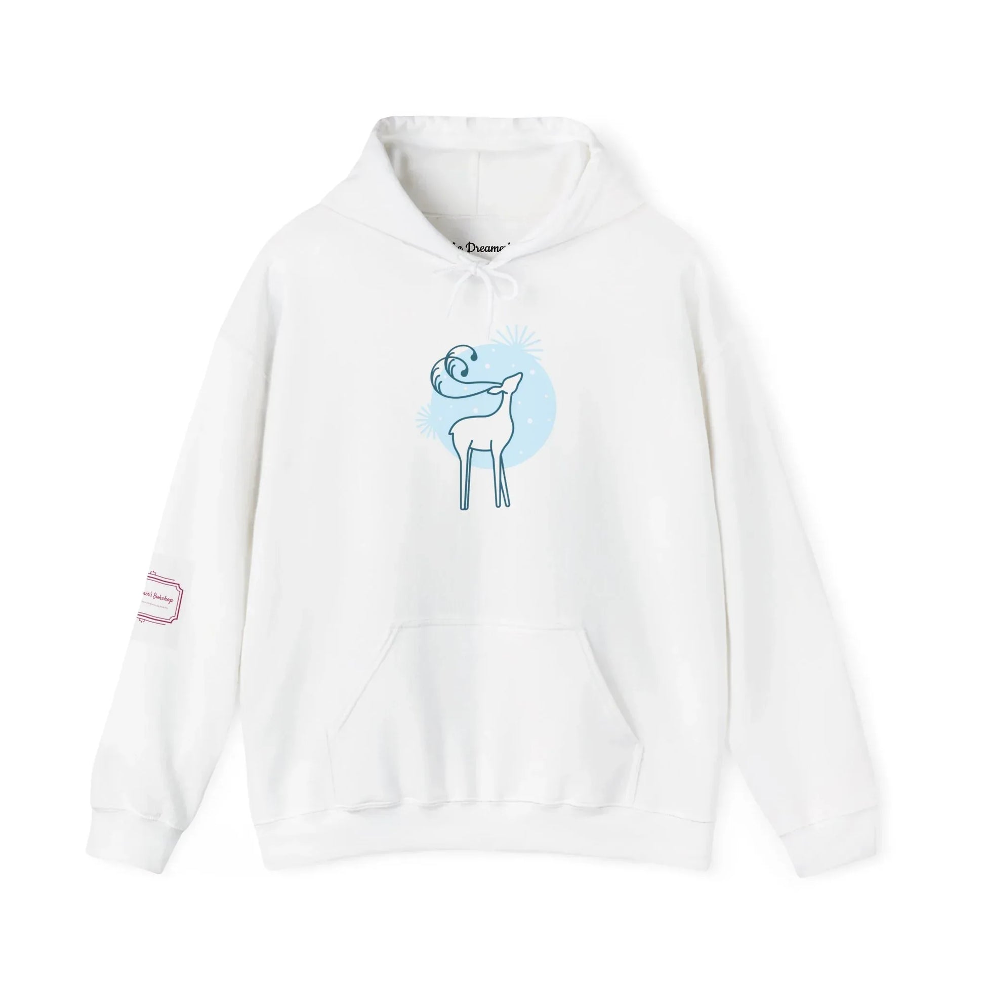 Christmas Deer Unisex Hooded Sweatshirt - Cozy Literary Apparel - The Dreamer's Bookshop.