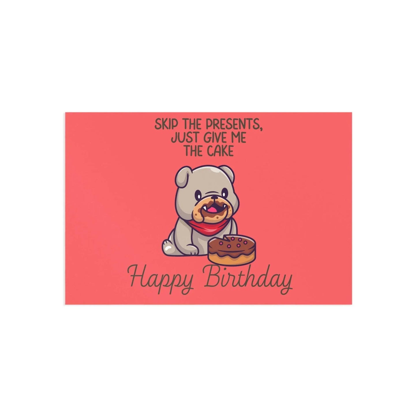 The Dreamer's Bookshop Cute "Give me the cake" Dog Birthday Card - The Dreamer's Bookshop.