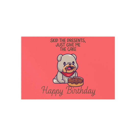 The Dreamer's Bookshop Cute "Give me the cake" Dog Birthday Card - The Dreamer's Bookshop.