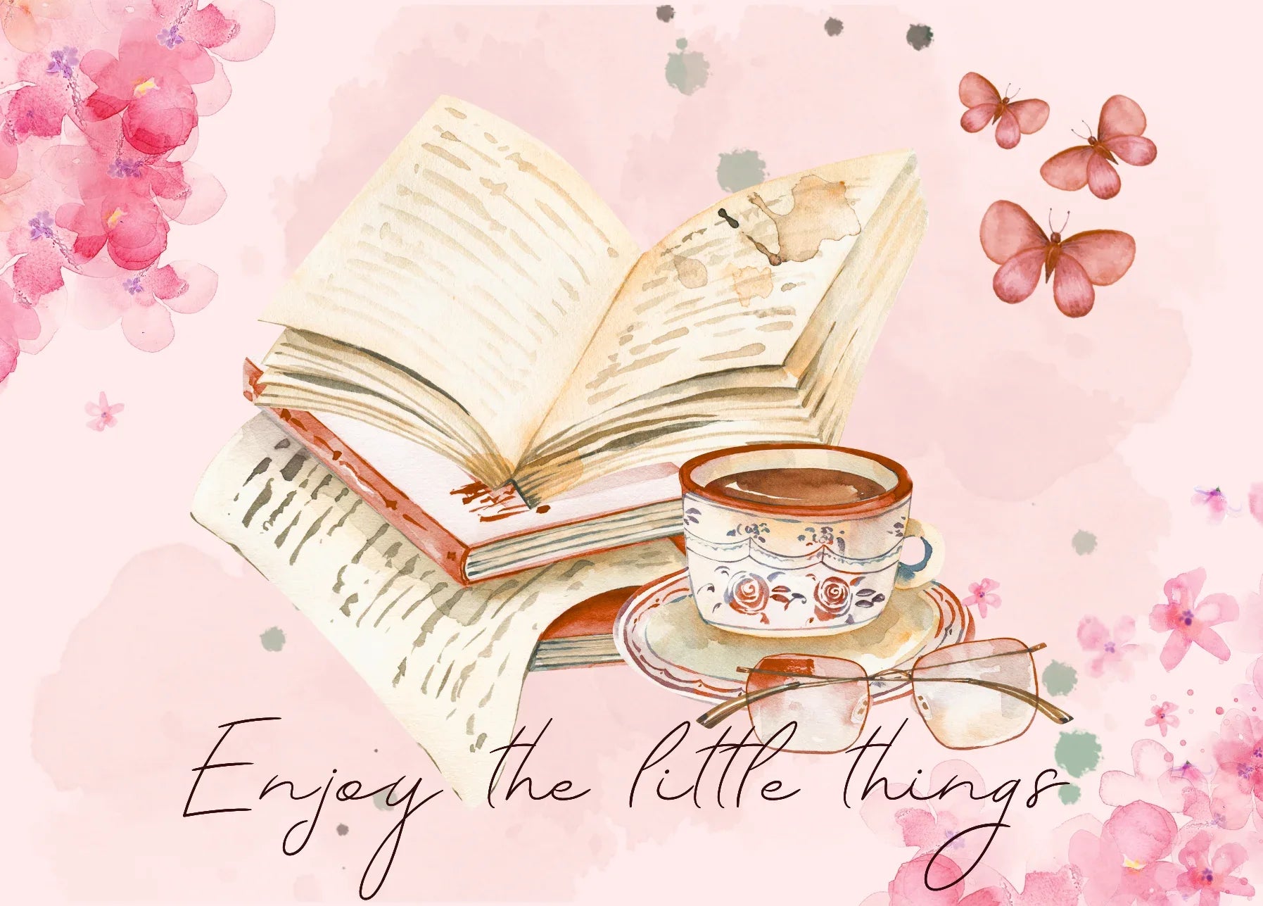 The Dreamer's Bookshop "Bookworm" Enjoy Little Things Card - The Dreamer's Bookshop.