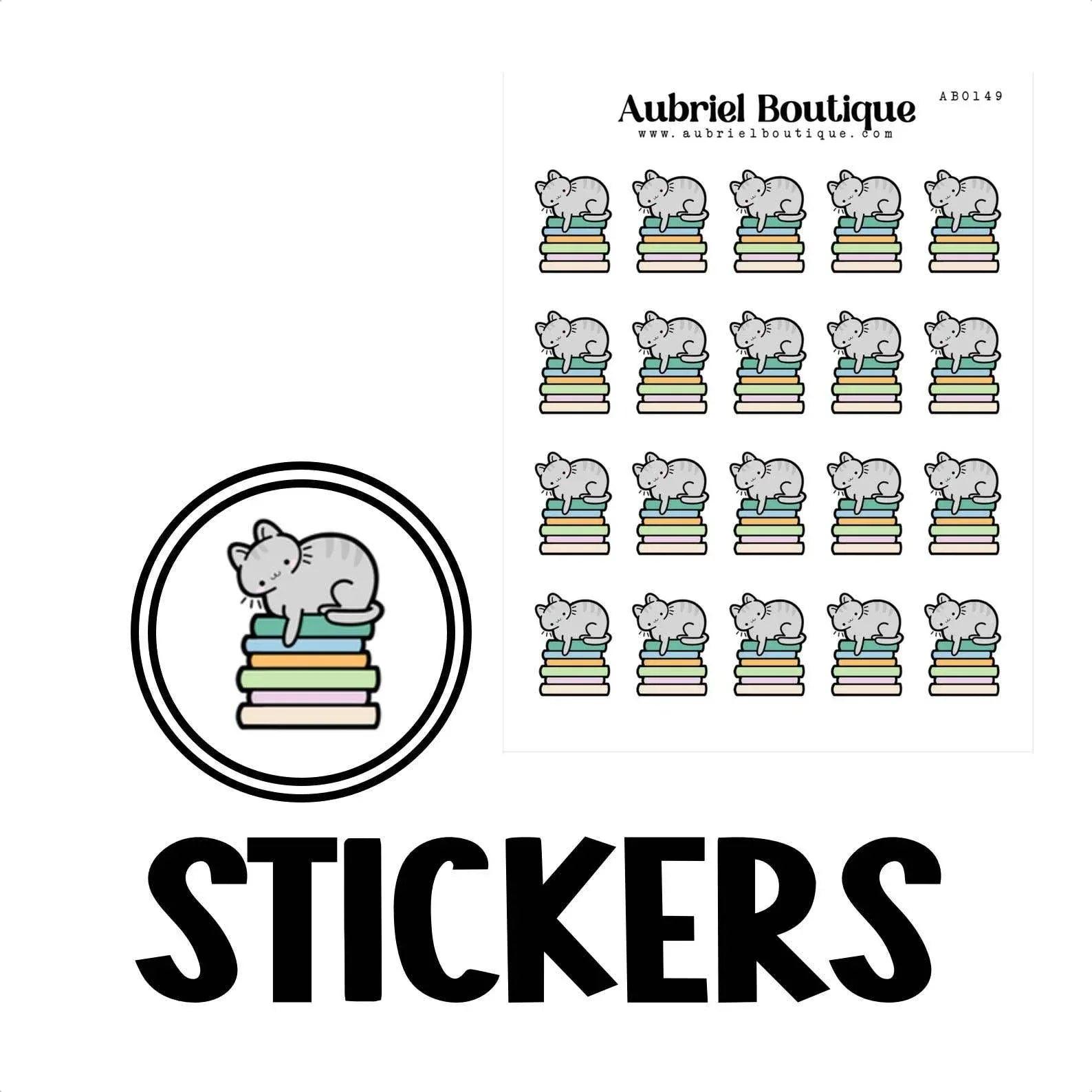 CAT LOVES BOOKS, plannerstickers — AB0149 - The Dreamer's Bookshop.