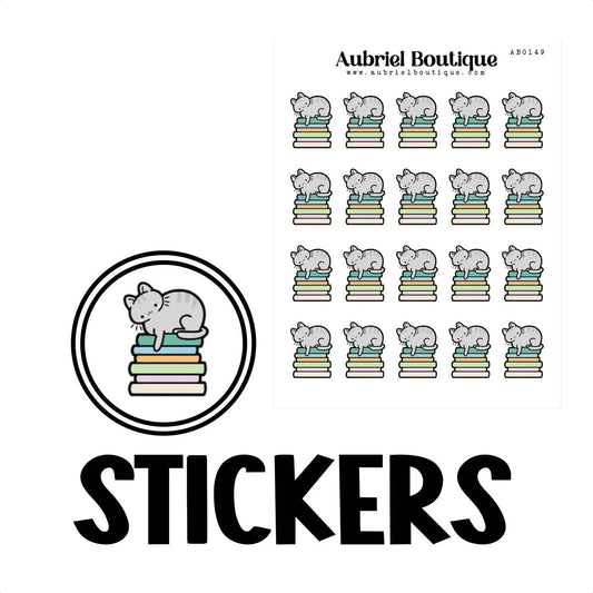 CAT LOVES BOOKS, plannerstickers — AB0149 - The Dreamer's Bookshop.