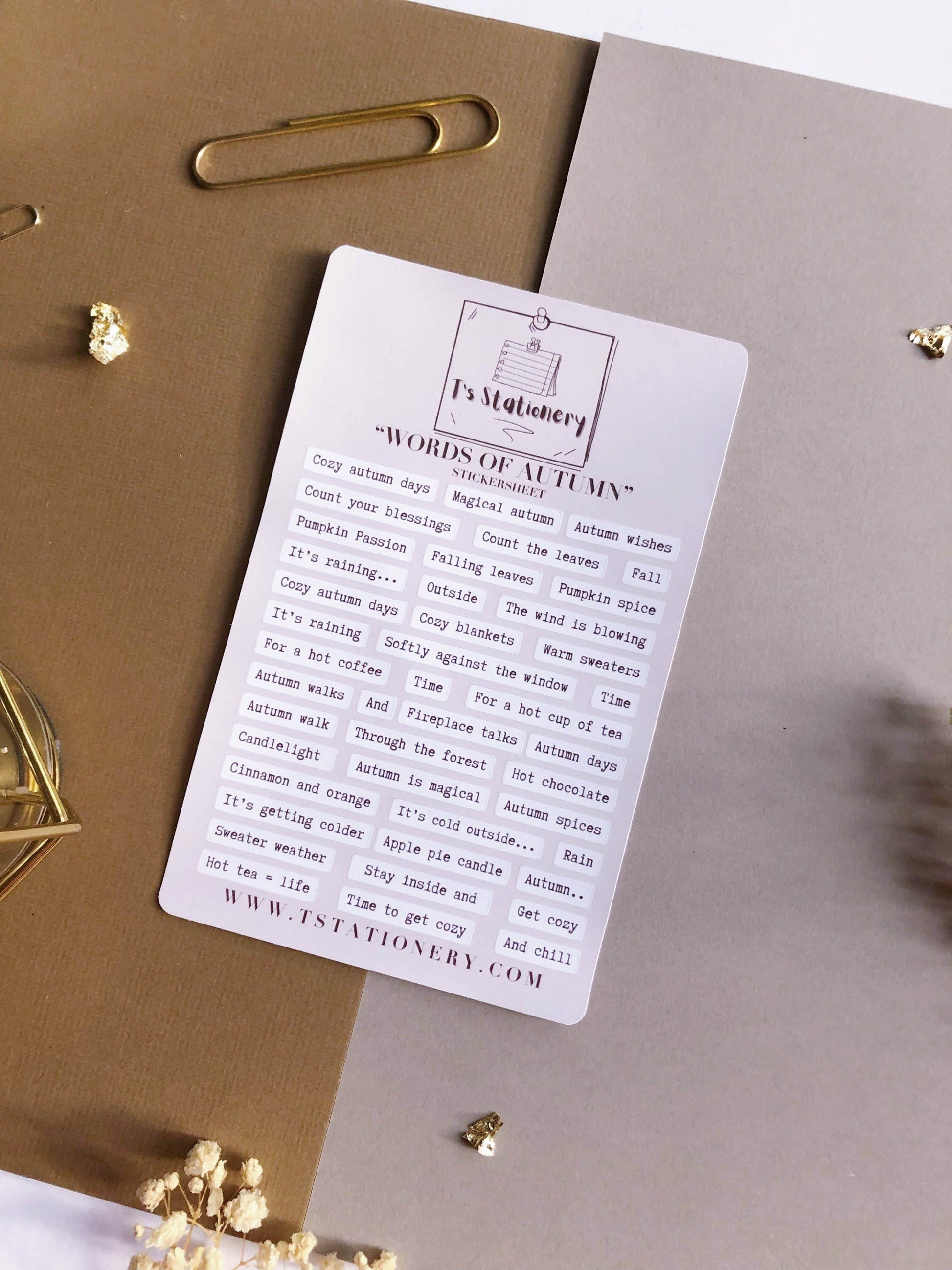 T's Stationery - „Woorden van de herfst” - The Dreamer's Bookshop.