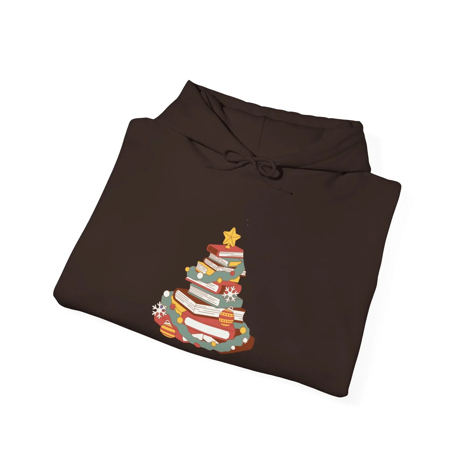 Christmas Book Tree Unisex Hooded Sweatshirt - Cozy Literary Apparel - The Dreamer's Bookshop.