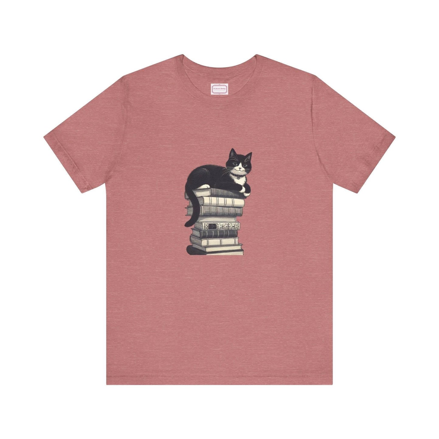 Unisex T-shirt - Vintage Cat Book Stack Booknerds - The Dreamer's Bookshop.
