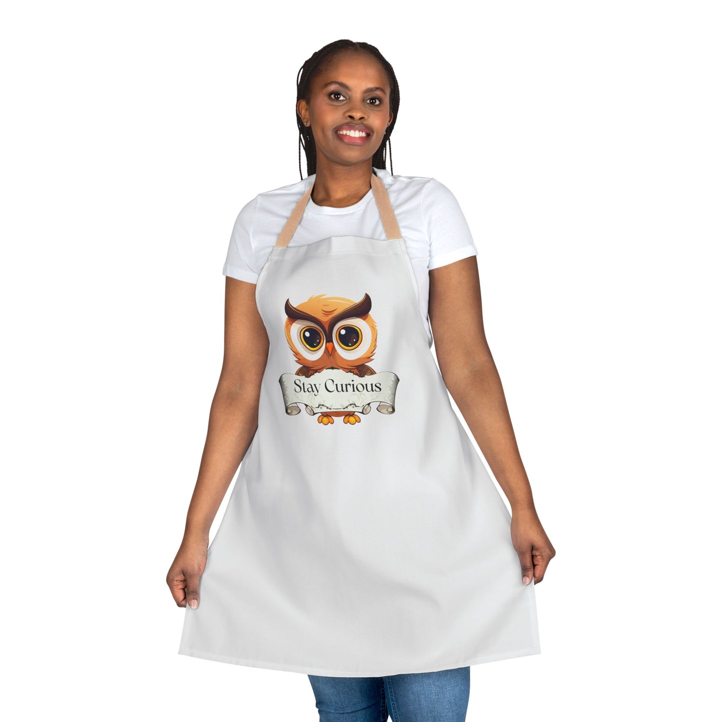 Fun Book Lover Apron with 5-Color Straps | "Stay Curious"
