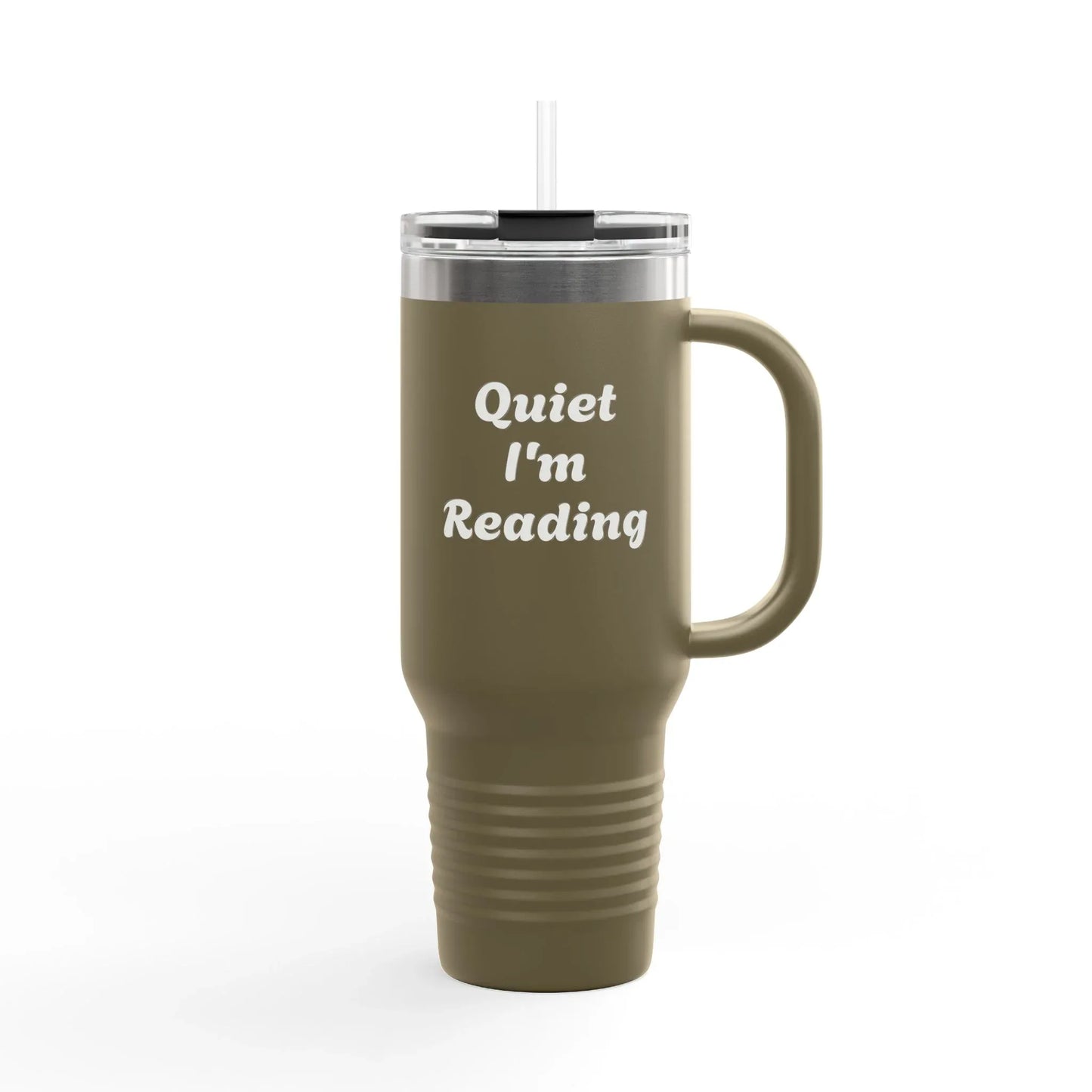 Insulated Travel Mug - "Quiet I'm Reading" - 40oz Coffee Cup for Book Lovers - The Dreamer's Bookshop.