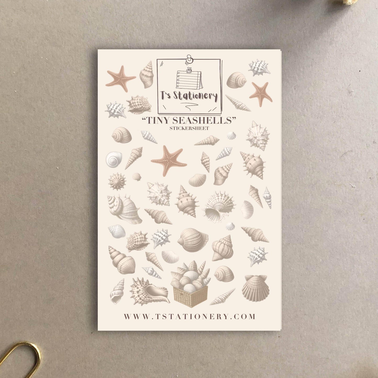 T's Stationery - Stickervel „Tiny Seashells” - The Dreamer's Bookshop.