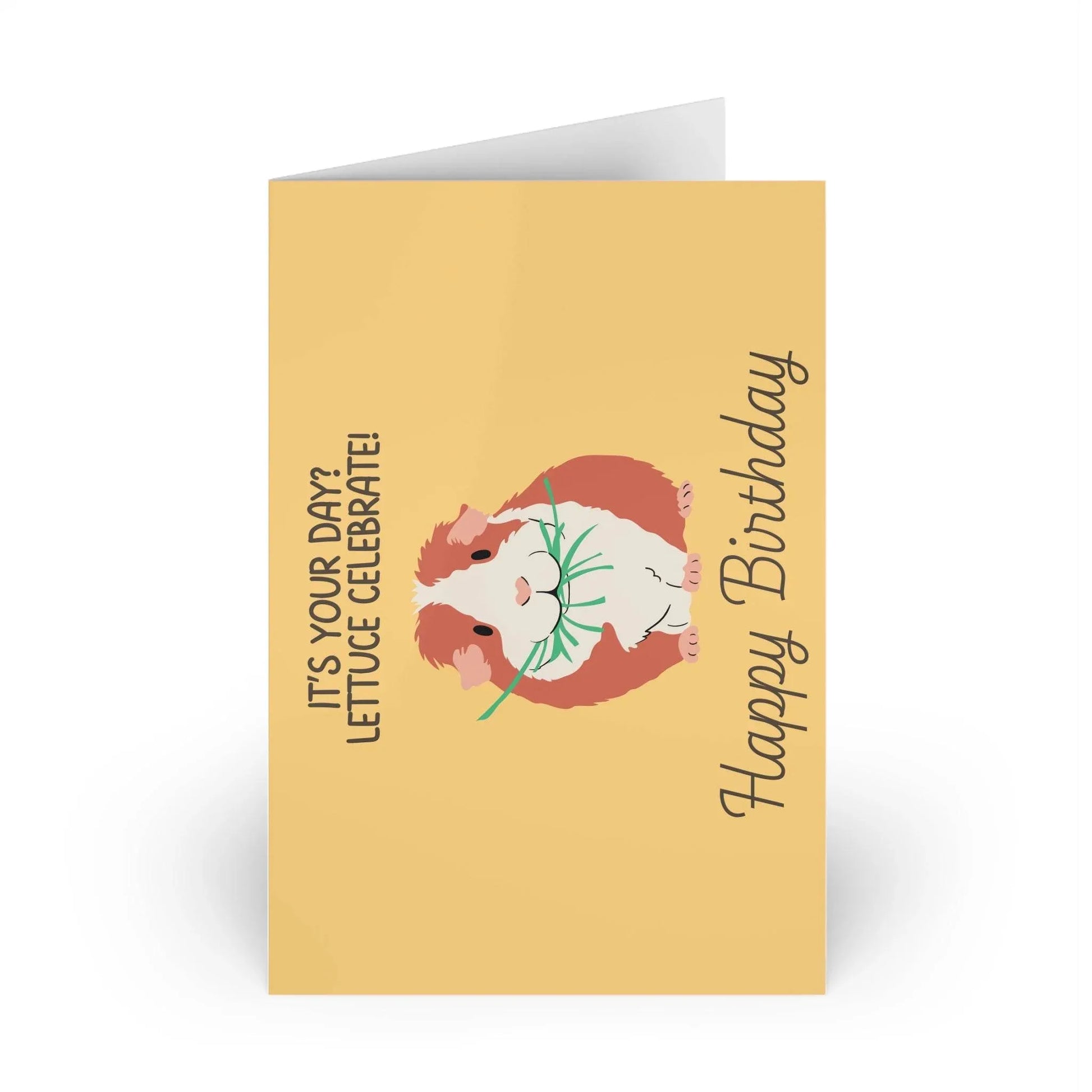 The Dreamer's Bookshop Cute "Lettuce Celebrate" Guinea Pig Birthday Card - The Dreamer's Bookshop.