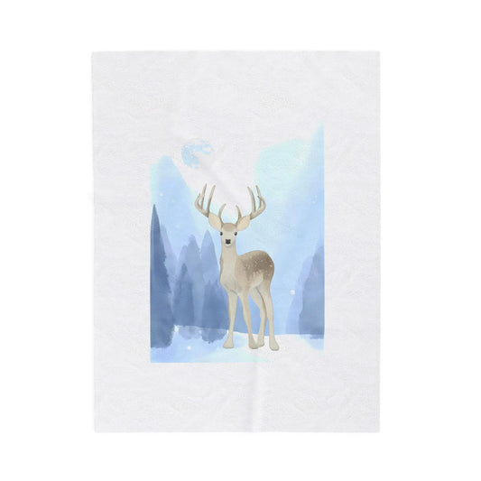 Cozy Velveteen Plush Blanket - "Winter Deer"- Perfect for Book Lovers and Cozy Nights - The Dreamer's Bookshop.