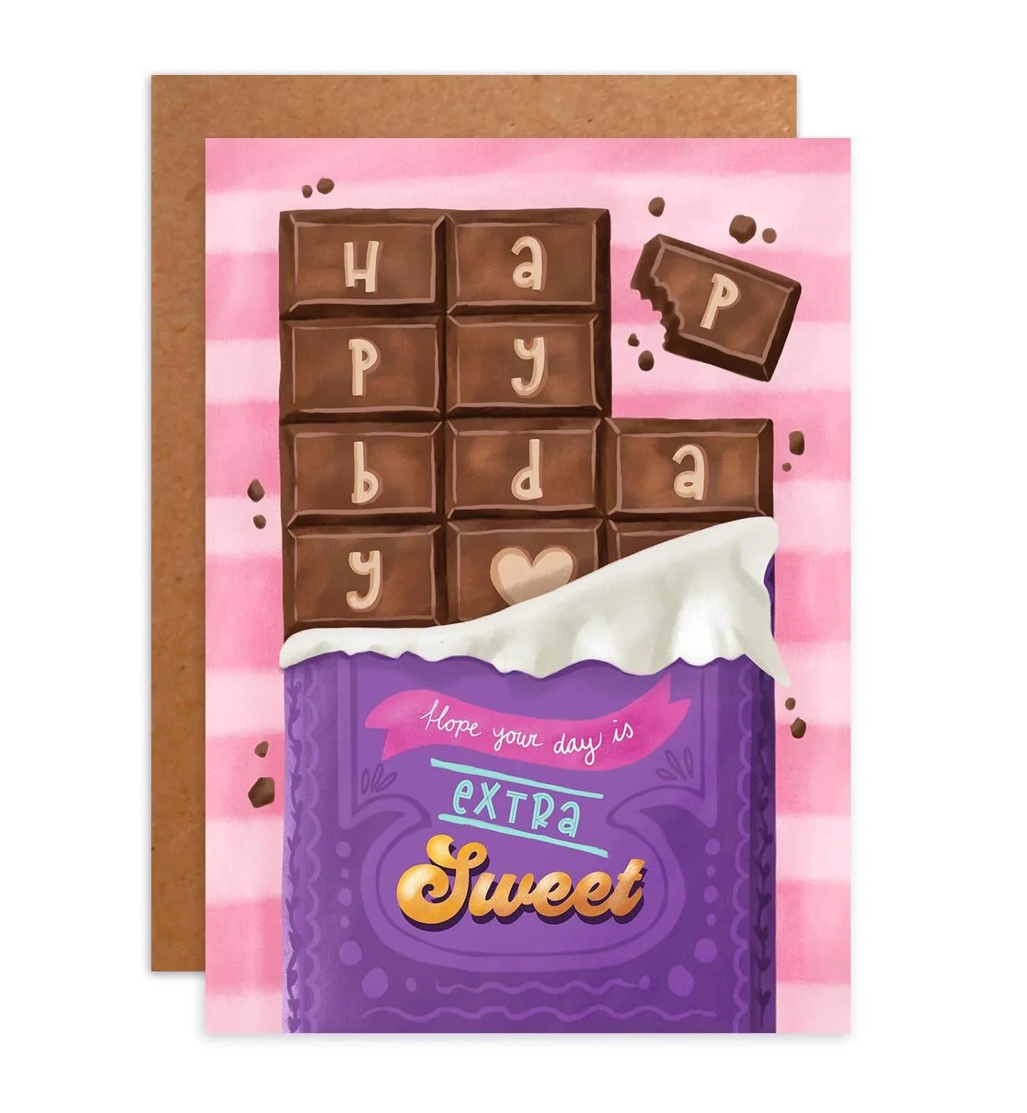 Aniet Illustration - Kaart verjaardag felicitatie chocolade reep sweet birthday - The Dreamer's Bookshop.