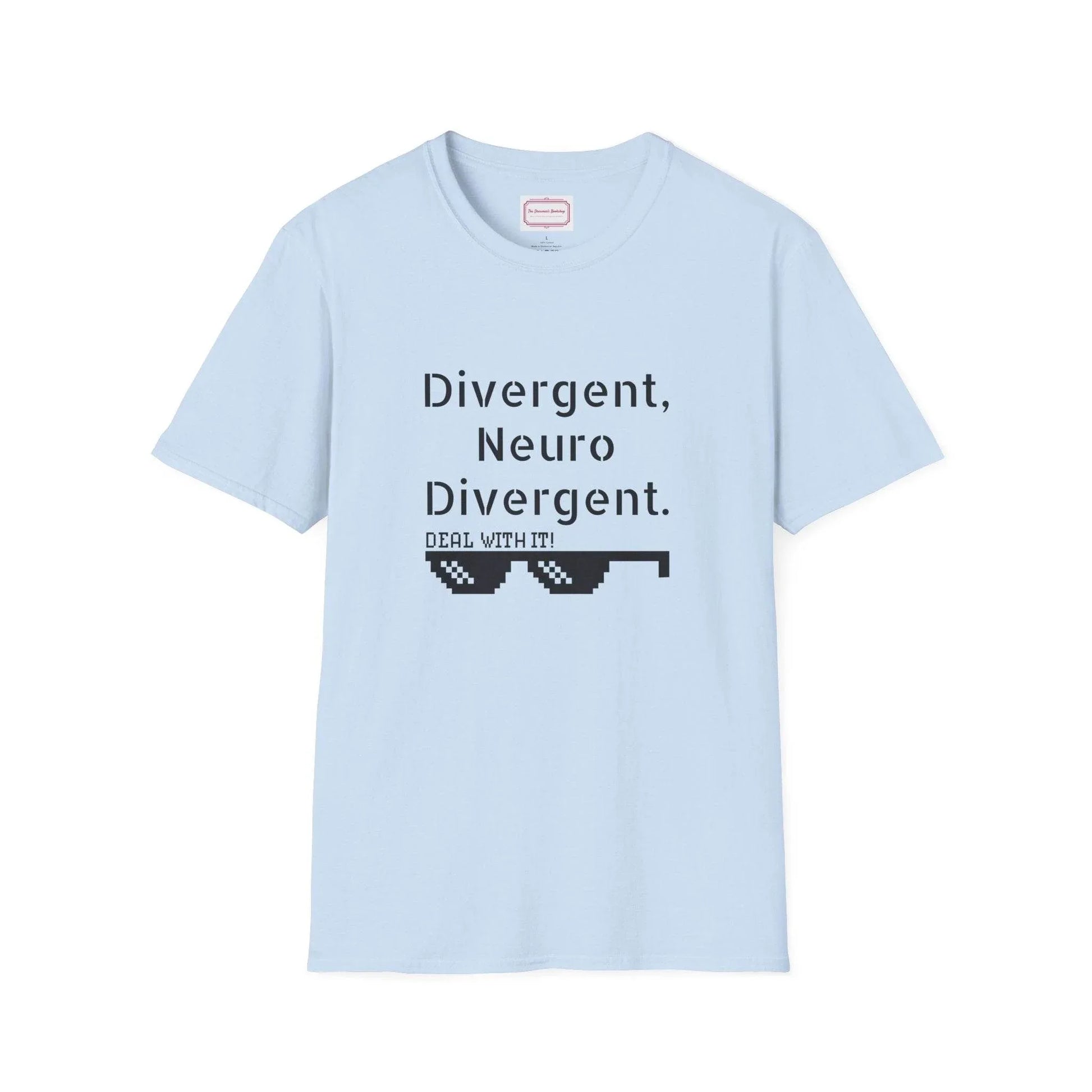 Divergent Neurodivergent T-Shirt - Unisex Softstyle Tee for Acceptance and Awareness - The Dreamer's Bookshop.