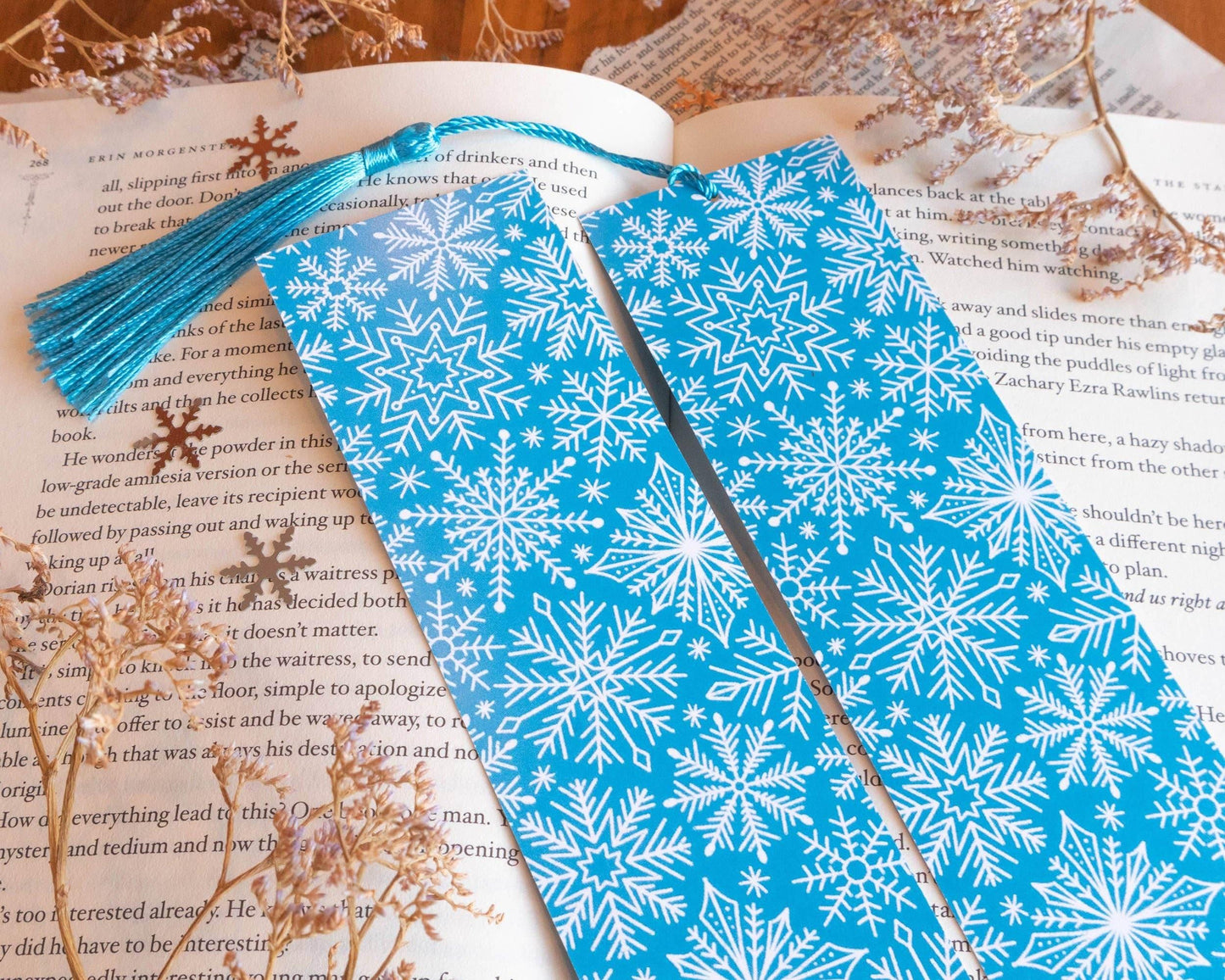 Basically Britt - Blue Winter Bookmark with Snowflakes - The Dreamer's Bookshop.