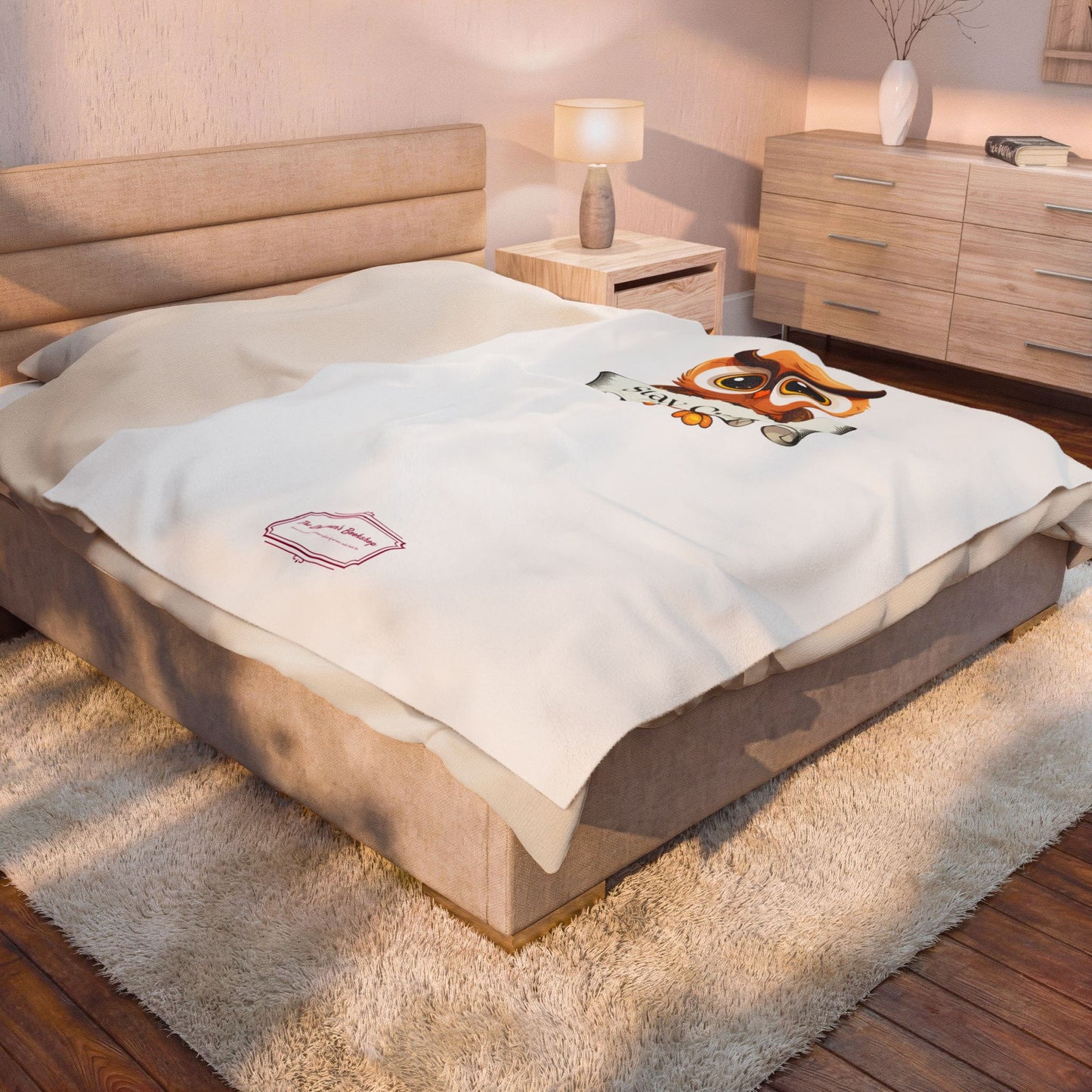 Cozy Velveteen Plush Blanket - "Stay Curious"- Book Lovers and Cozy Nights