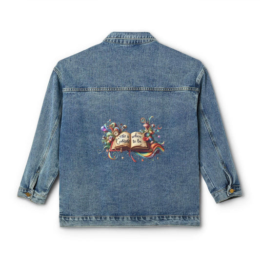 Women’s Denim Jacket with Inspirational Quote - Perfect Summer Layering - The Dreamer's Bookshop.