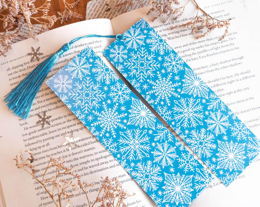 Basically Britt - Blue Winter Bookmark with Snowflakes - The Dreamer's Bookshop.