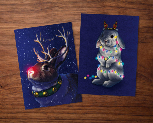Firlefanz Design - Ansichtkaart „Bundolph & Christmas lights” - The Dreamer's Bookshop.
