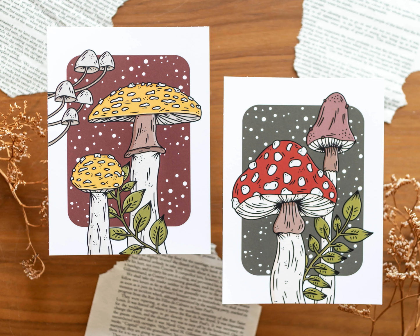Basically Britt - Set of 2 postcards - Toadstools - The Dreamer's Bookshop.