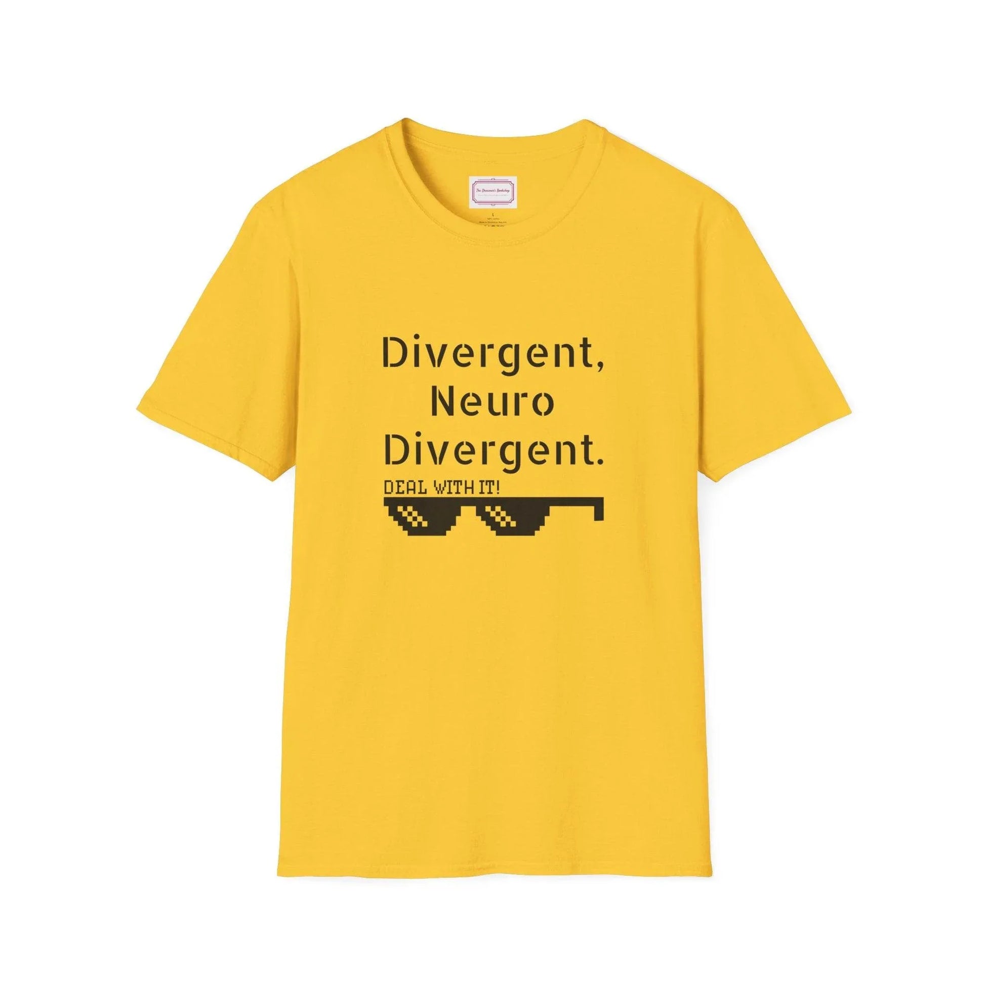 Divergent Neurodivergent T-Shirt - Unisex Softstyle Tee for Acceptance and Awareness - The Dreamer's Bookshop.