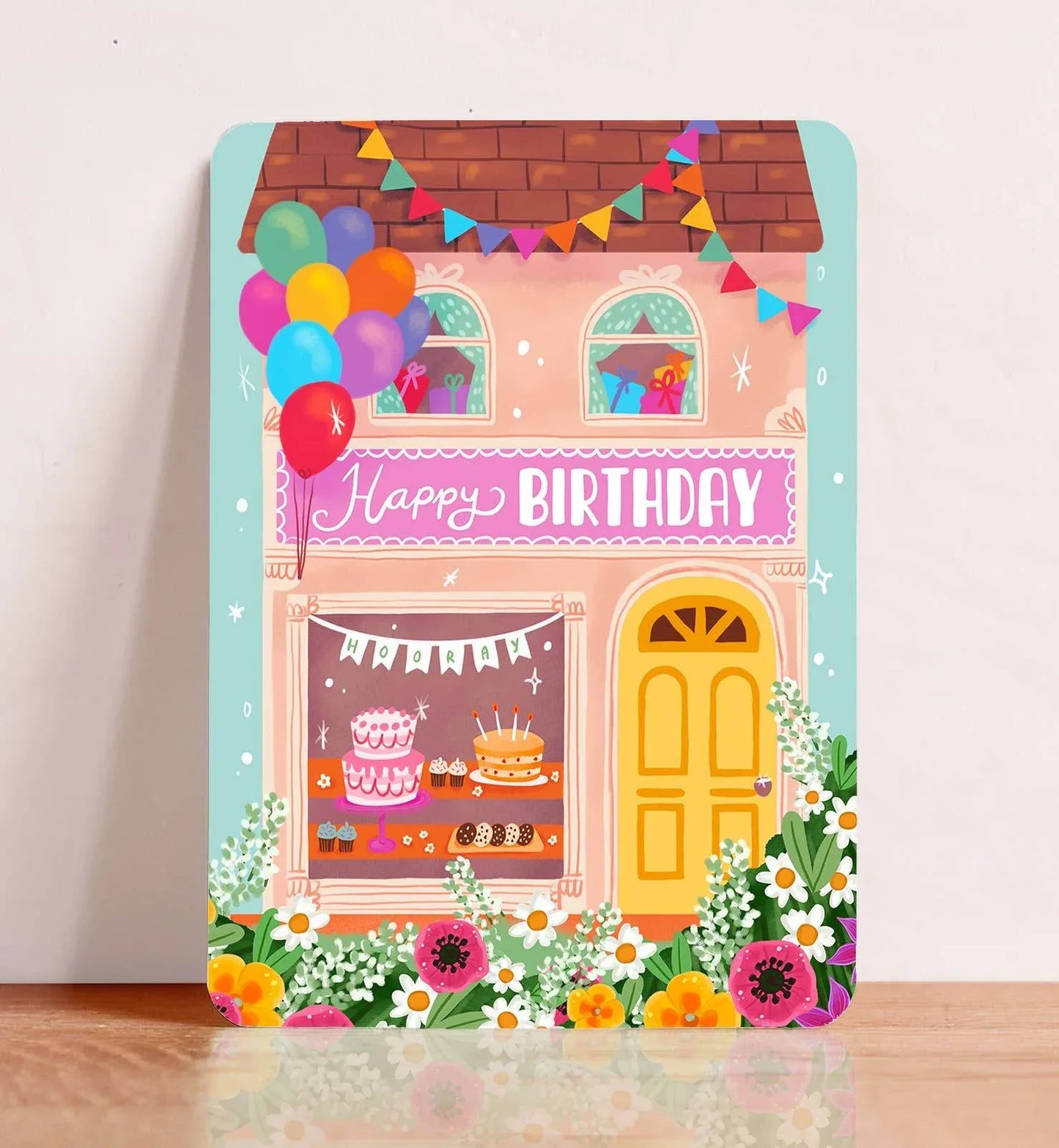 Aniet Illustration - Kaart verjaardag felicitatie winkel kado bloemen kind blauw - The Dreamer's Bookshop.