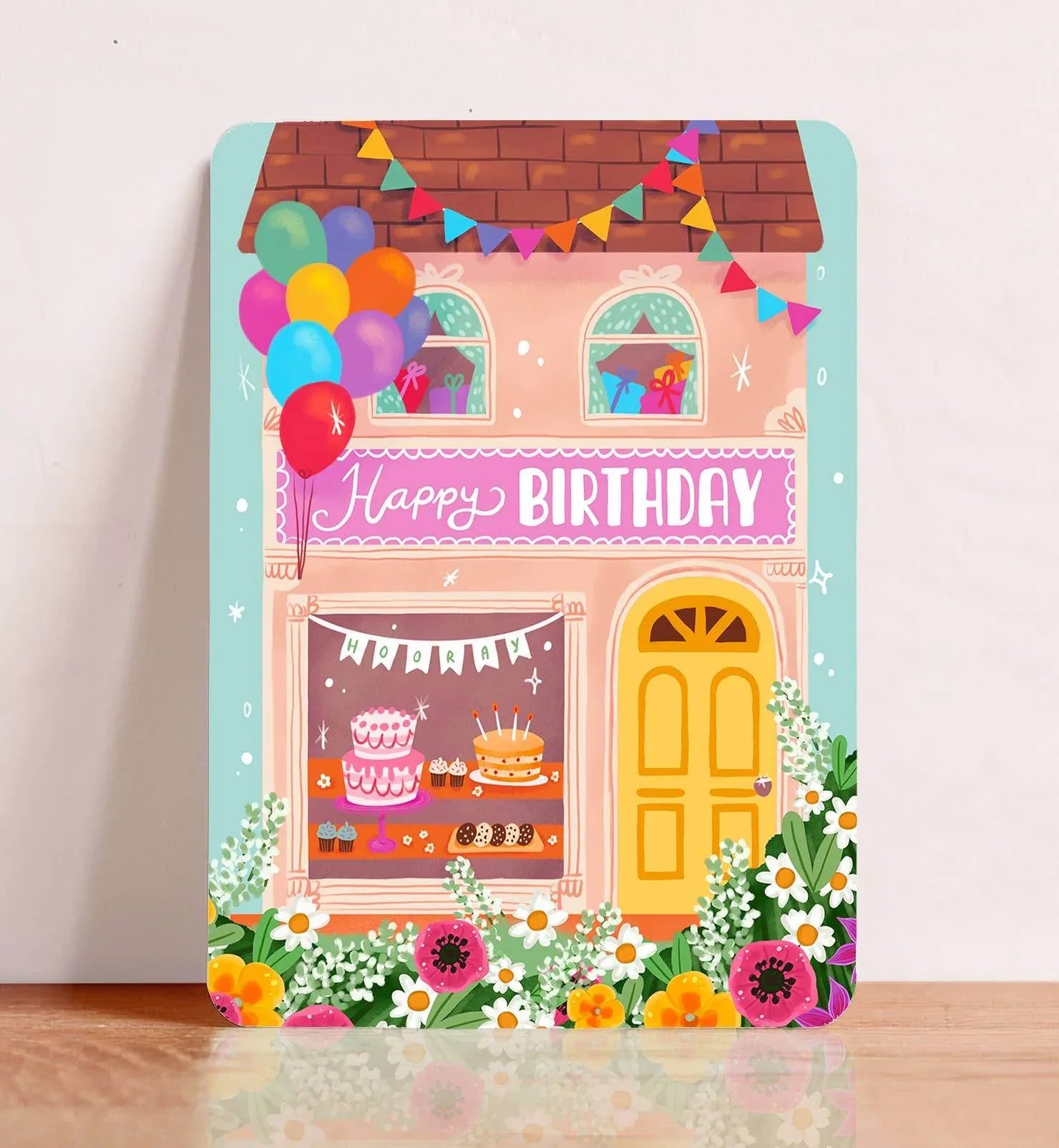 Aniet Illustration - Kaart verjaardag felicitatie winkel kado bloemen kind blauw - The Dreamer's Bookshop.