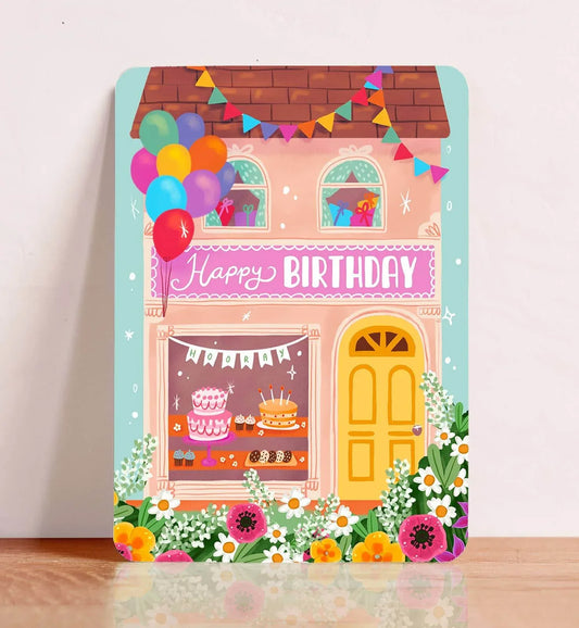 Aniet Illustration - Kaart verjaardag felicitatie winkel kado bloemen kind blauw - The Dreamer's Bookshop.