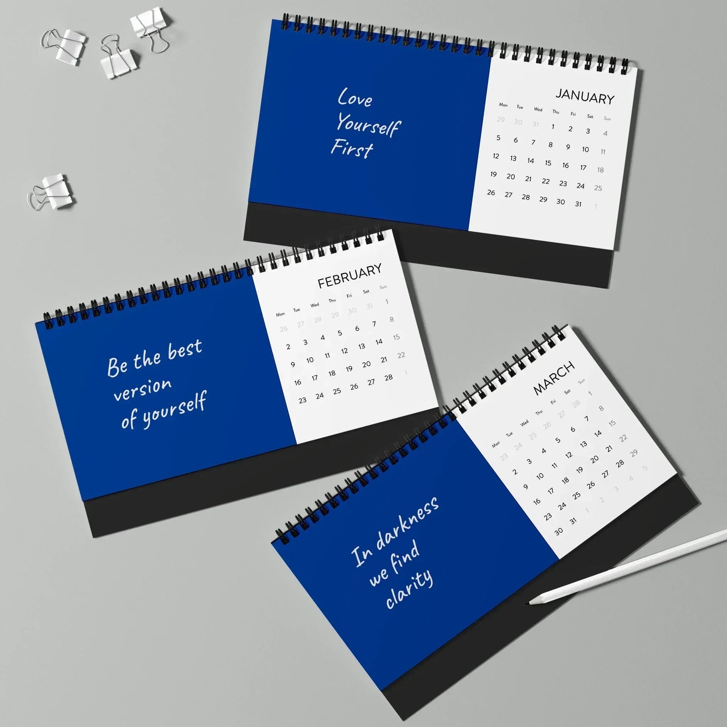 2026 Motivational Desk Calendar — Spiral-Bound Grid Planner (The Dreamer’s Bookshop Design) - The Dreamer's Bookshop.