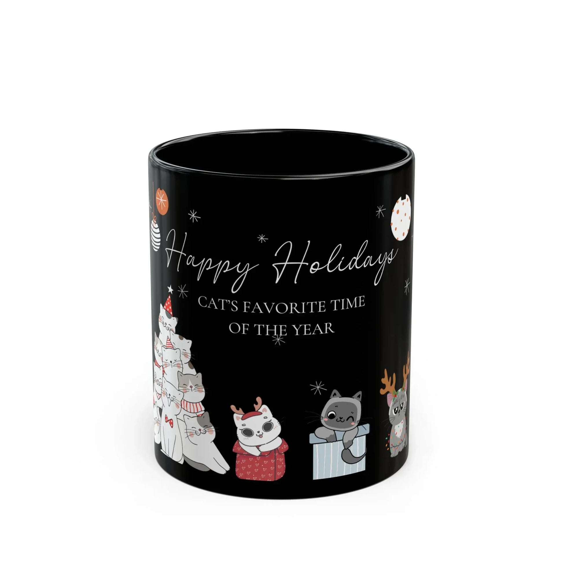 Cat's Christmas Black Mug (11oz, 15oz) - The Dreamer's Bookshop.