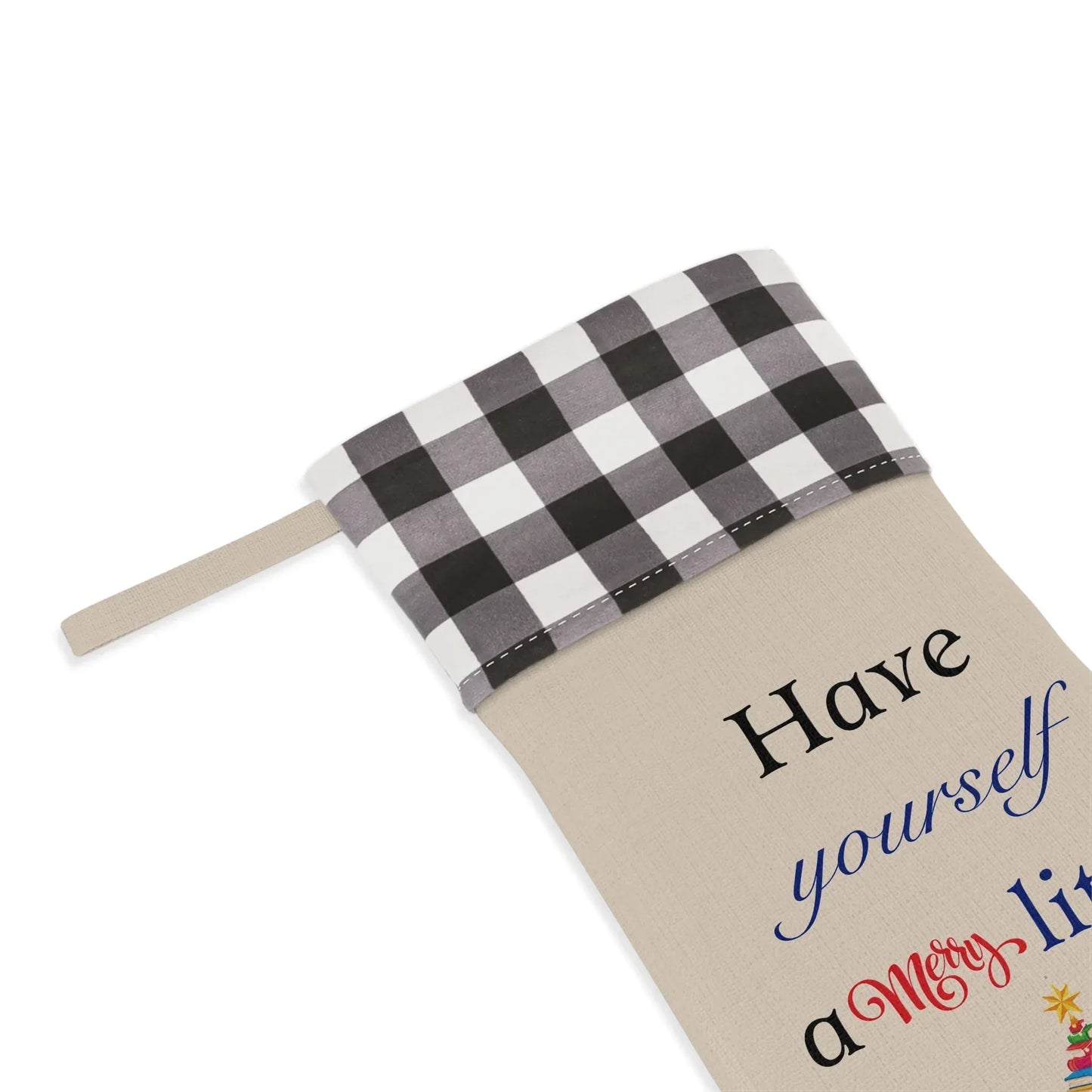 Christmas Stocking - "Have Yourself a Merry Little" Plaid Cuff Holiday Stocking - The Dreamer's Bookshop.
