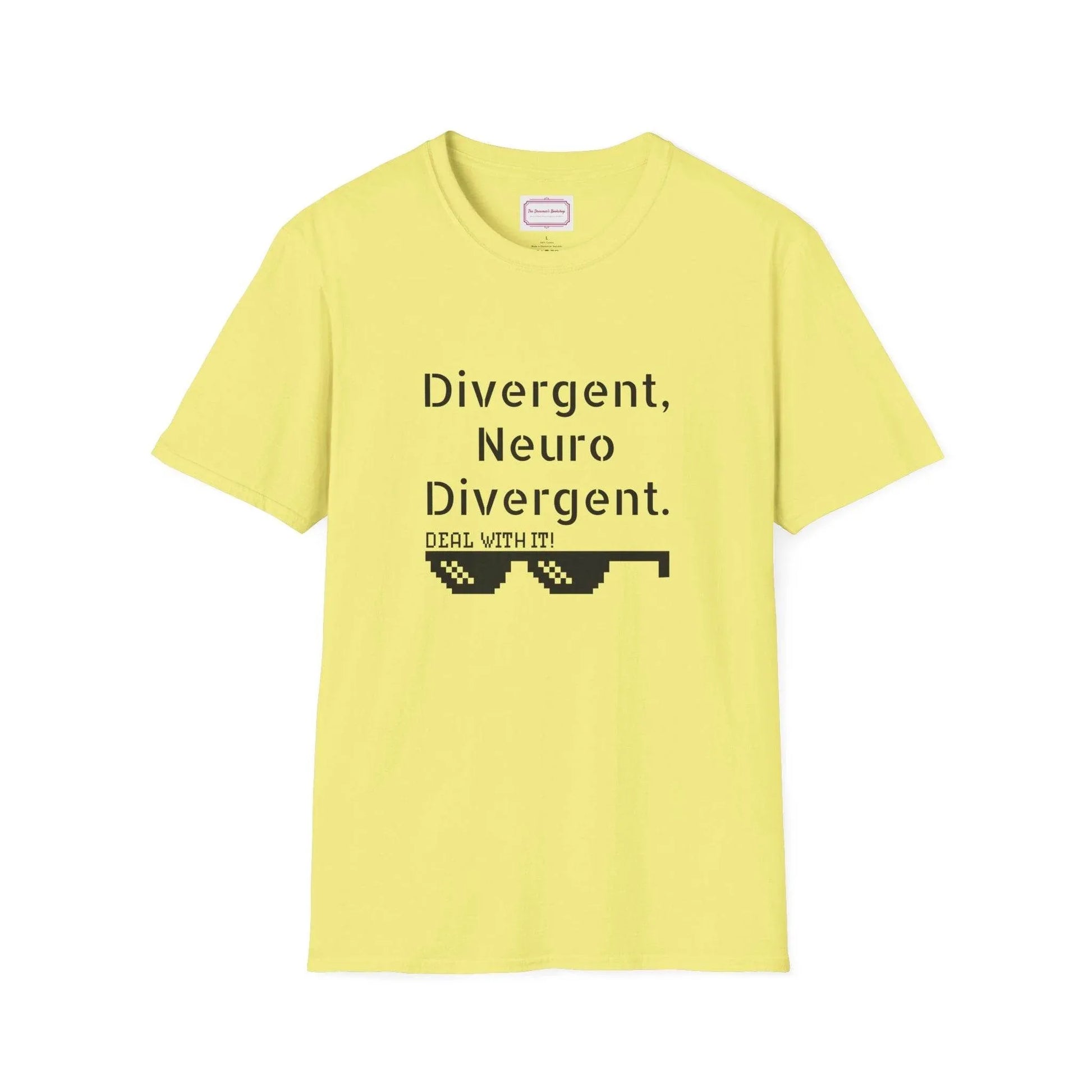 Divergent Neurodivergent T-Shirt - Unisex Softstyle Tee for Acceptance and Awareness - The Dreamer's Bookshop.