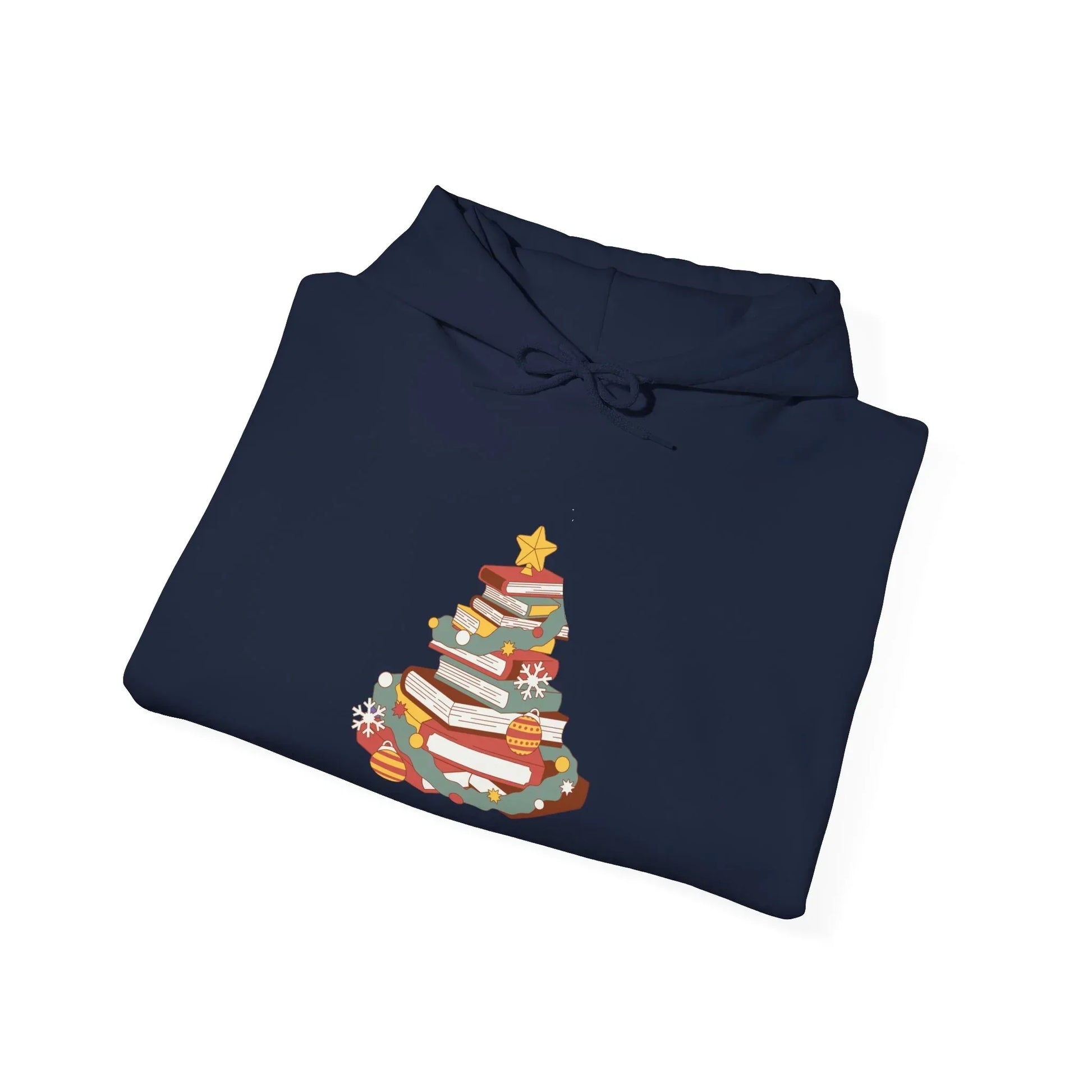 Christmas Book Tree Unisex Hooded Sweatshirt - Cozy Literary Apparel - The Dreamer's Bookshop.