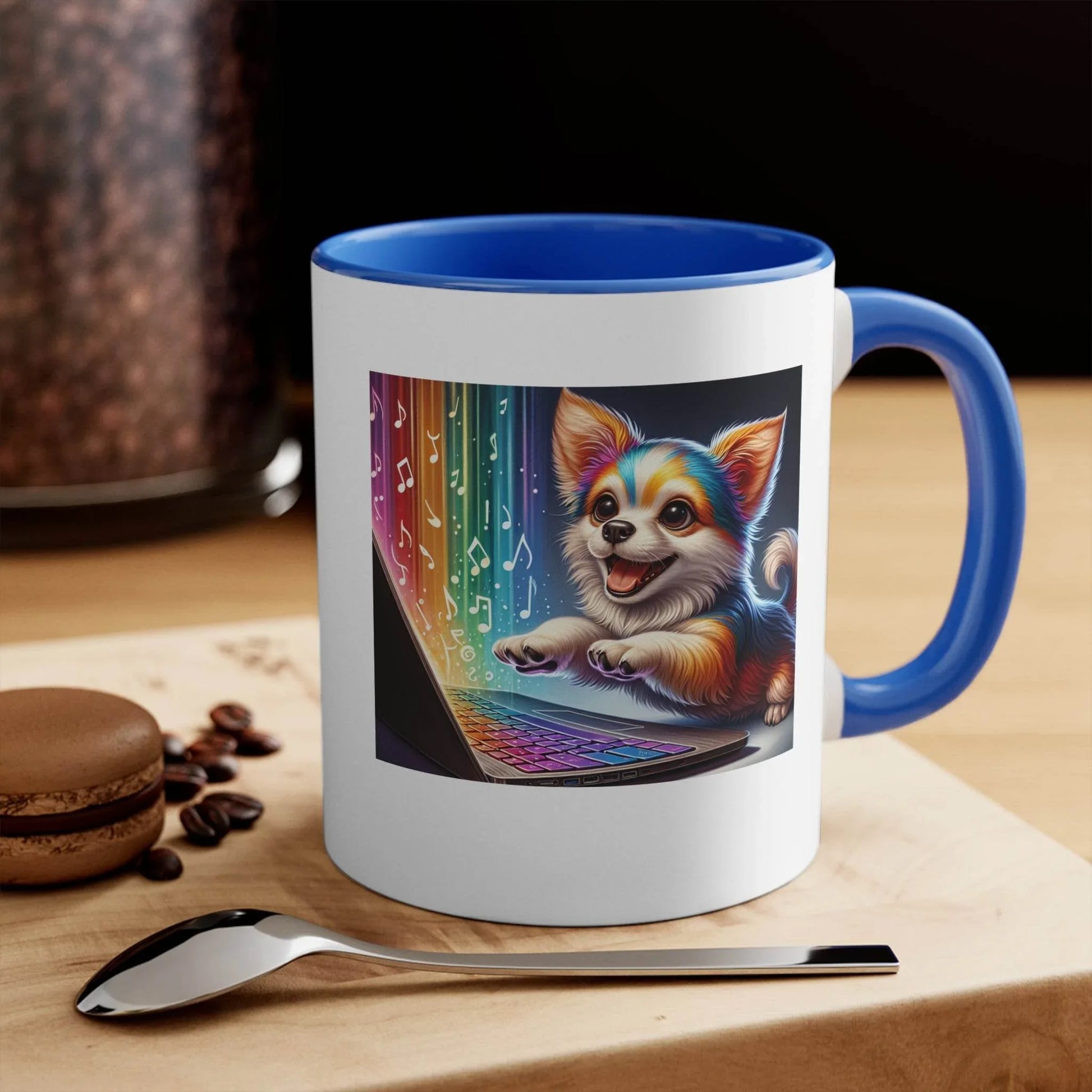Funny Colorful Accent Mug - 11oz Dog Writer Coffee Cup - The Dreamer's Bookshop.