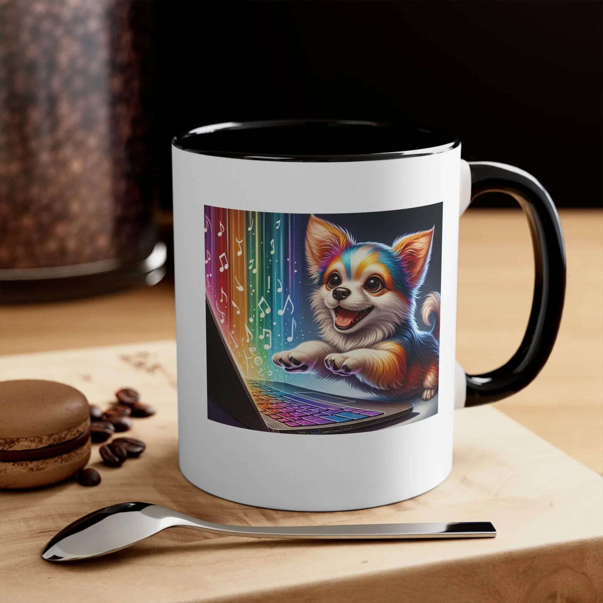 Funny Colorful Accent Mug - 11oz Dog Writer Coffee Cup - The Dreamer's Bookshop.