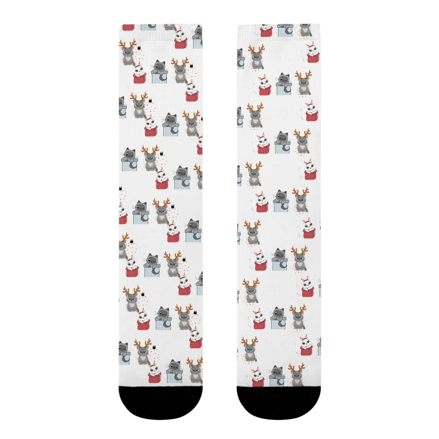 Christmas Cats Crew Socks — Cute Holiday Sublimation Socks - The Dreamer's Bookshop.