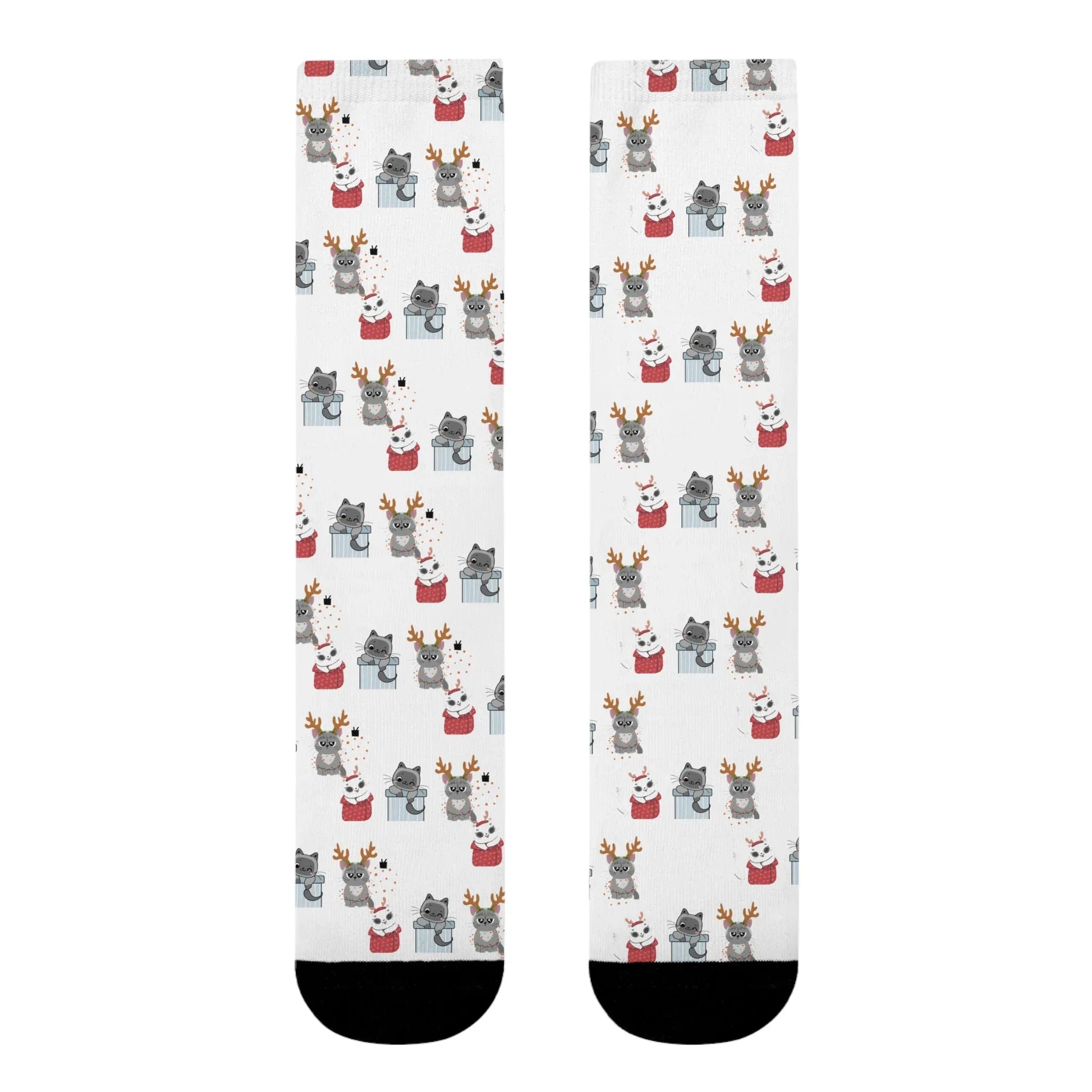 Christmas Cats Crew Socks — Cute Holiday Sublimation Socks - The Dreamer's Bookshop.