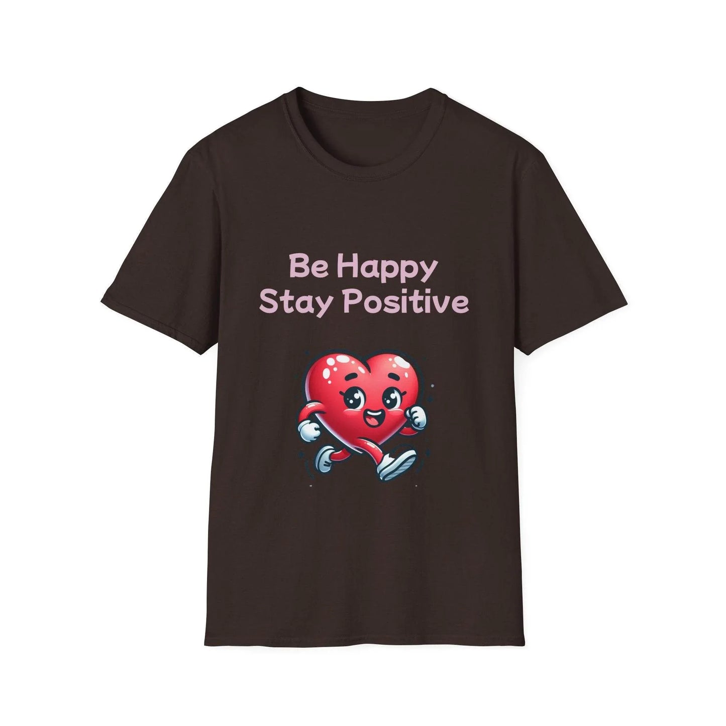 Be Happy Stay Positive Unisex Softstyle T-Shirt - Cheerful Graphic Tee for Everyday Wear - The Dreamer's Bookshop.