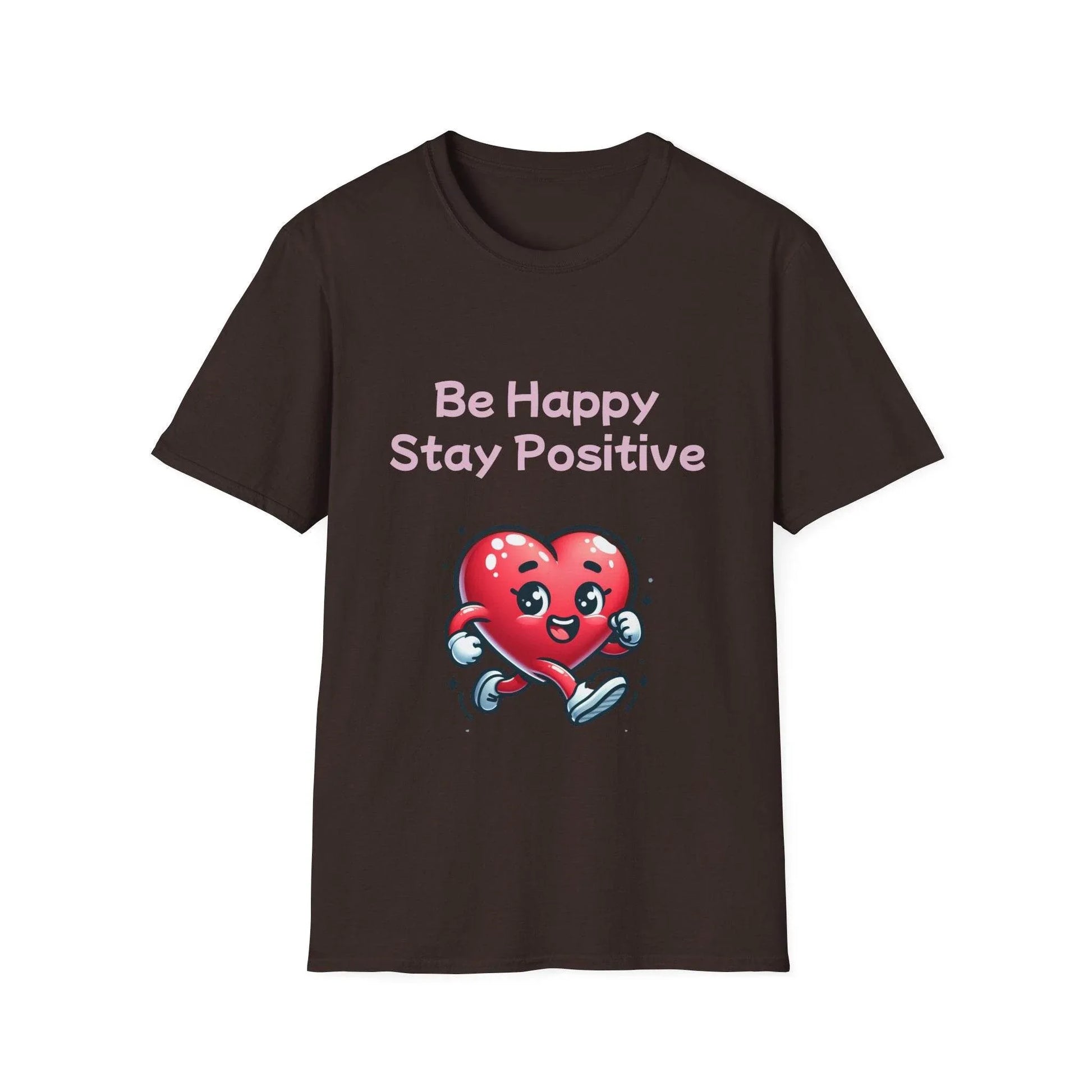 Be Happy Stay Positive Unisex Softstyle T-Shirt - Cheerful Graphic Tee for Everyday Wear - The Dreamer's Bookshop.