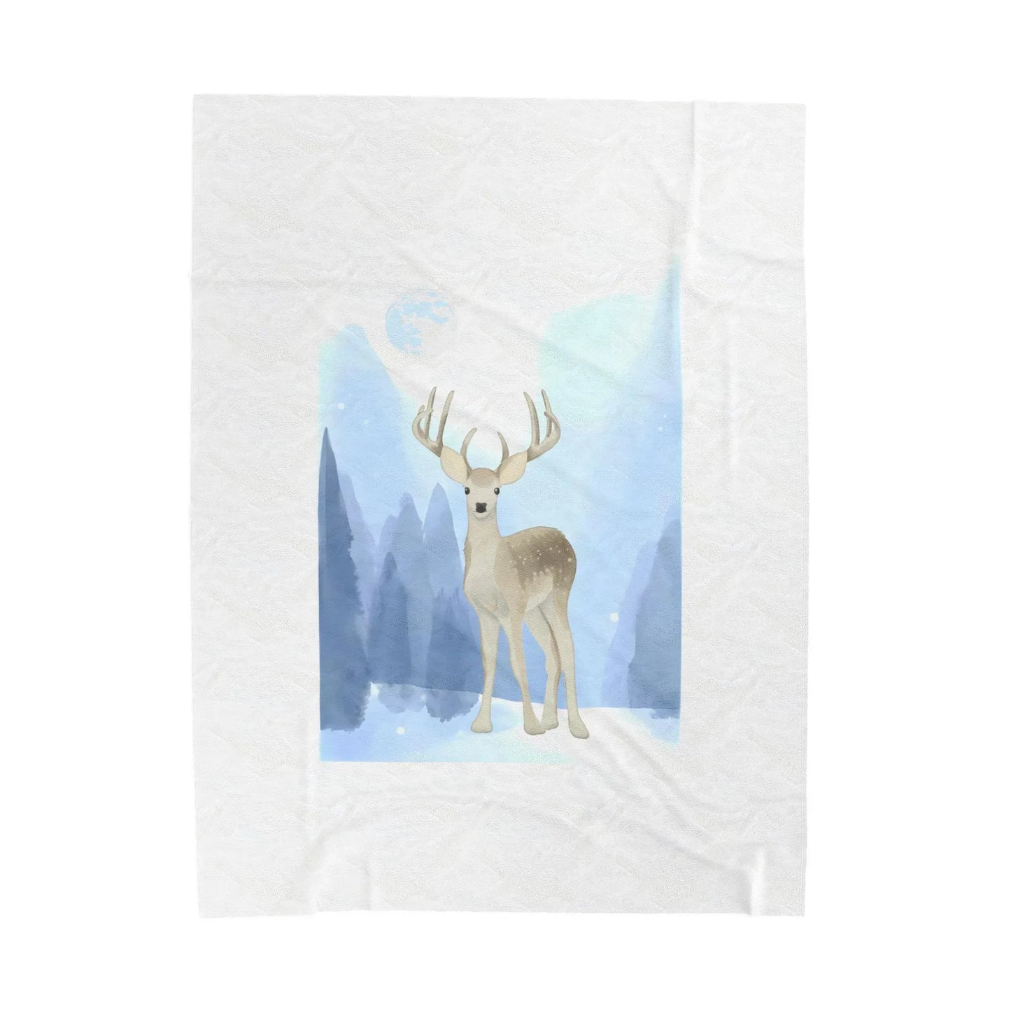 Cozy Velveteen Plush Blanket - "Winter Deer"- Perfect for Book Lovers and Cozy Nights - The Dreamer's Bookshop.