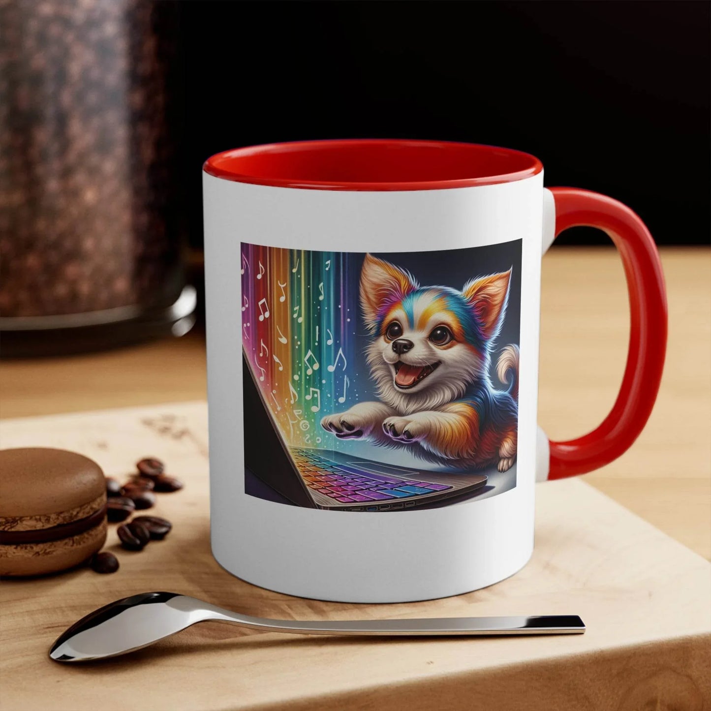 Funny Colorful Accent Mug - 11oz Dog Writer Coffee Cup - The Dreamer's Bookshop.